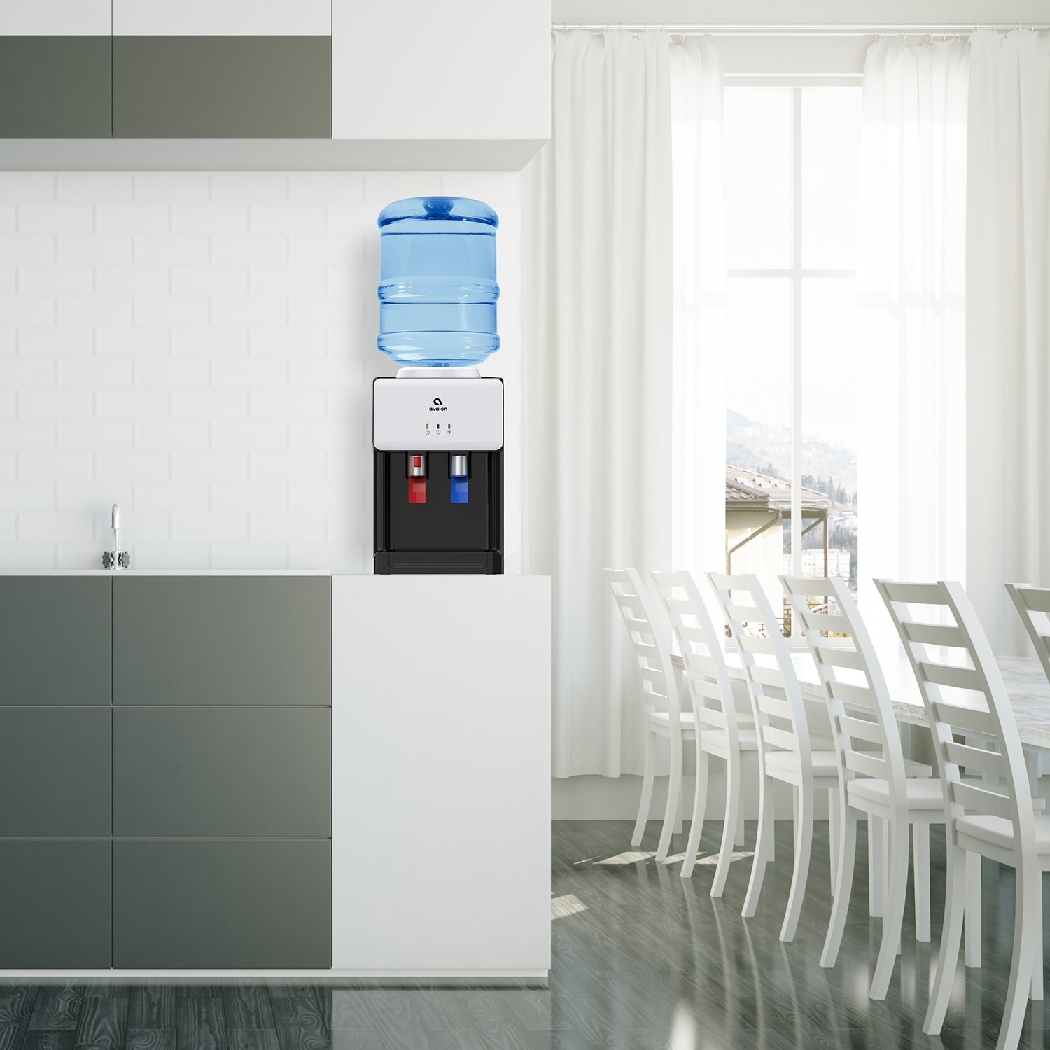Avalon Premium Hot/Cold Top Loading Countertop Water Cooler Dispenser With Child Safety Lock. UL/Energy Star Approved- White - Image 4