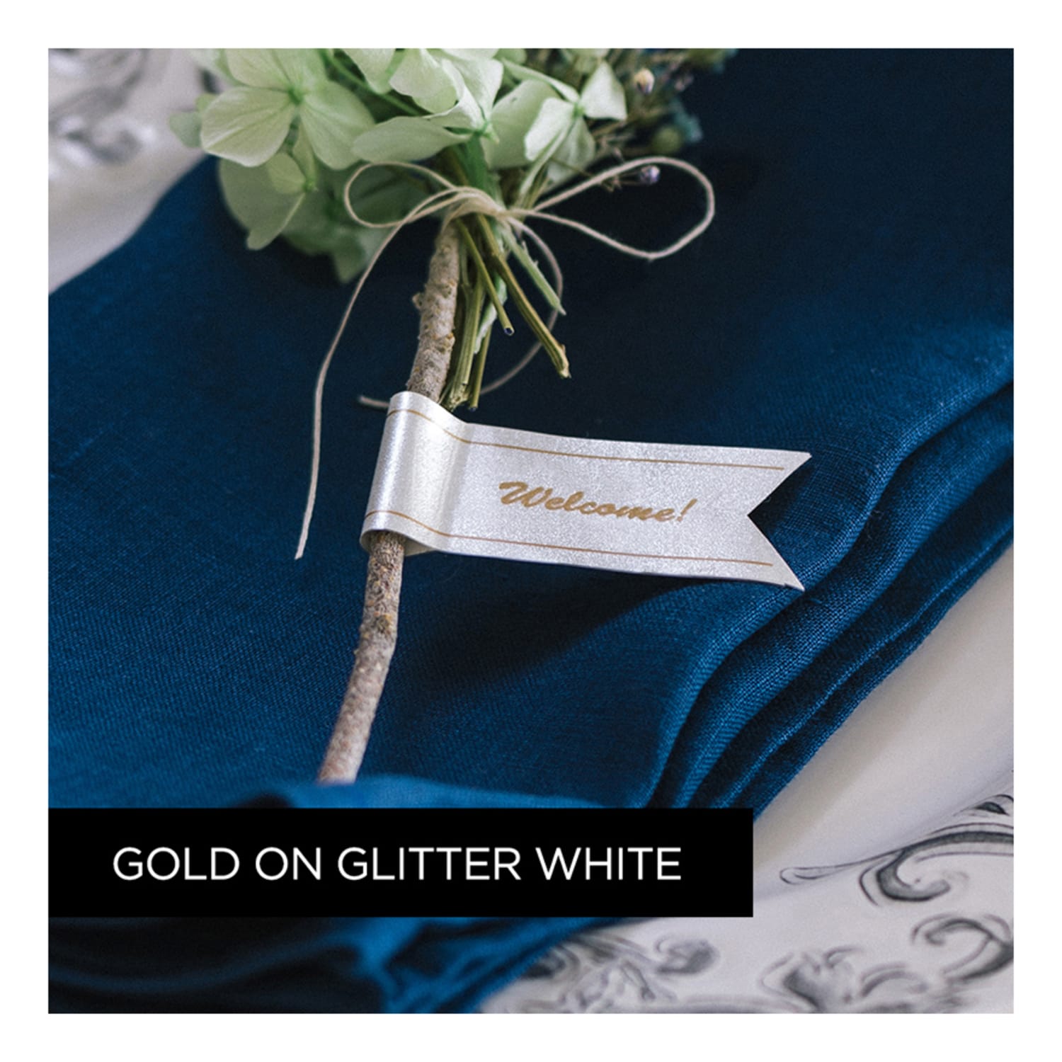 Brother TZe Premium Glitter Laminated Tape, 1/2in x 26-3/16ft, Gold Ink/White Tape - Image 3