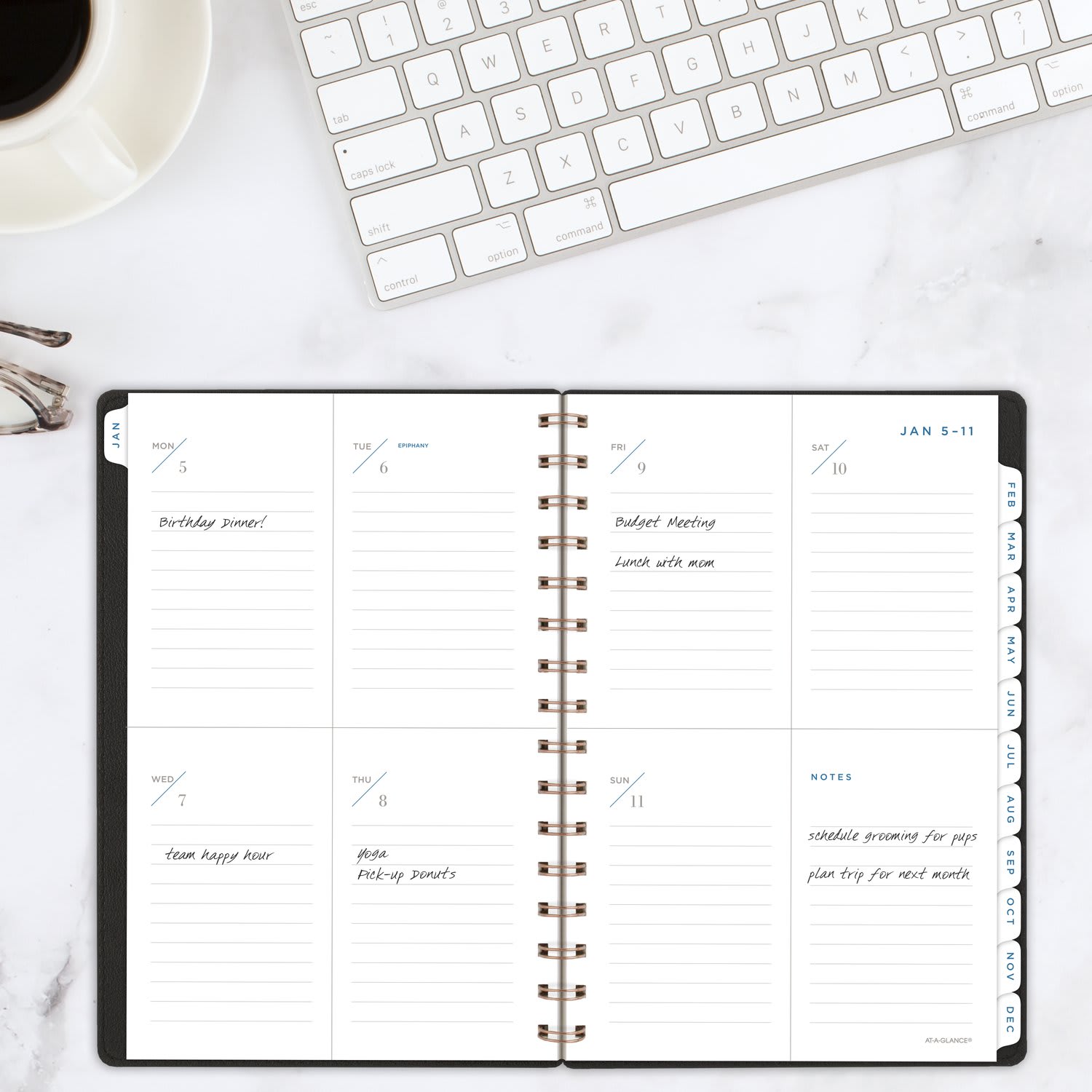 AT-A-GLANCE Signature Collection 2026 Weekly Monthly Planner, Black, Small, 5 1/2in x 8 1/2in - Image 3
