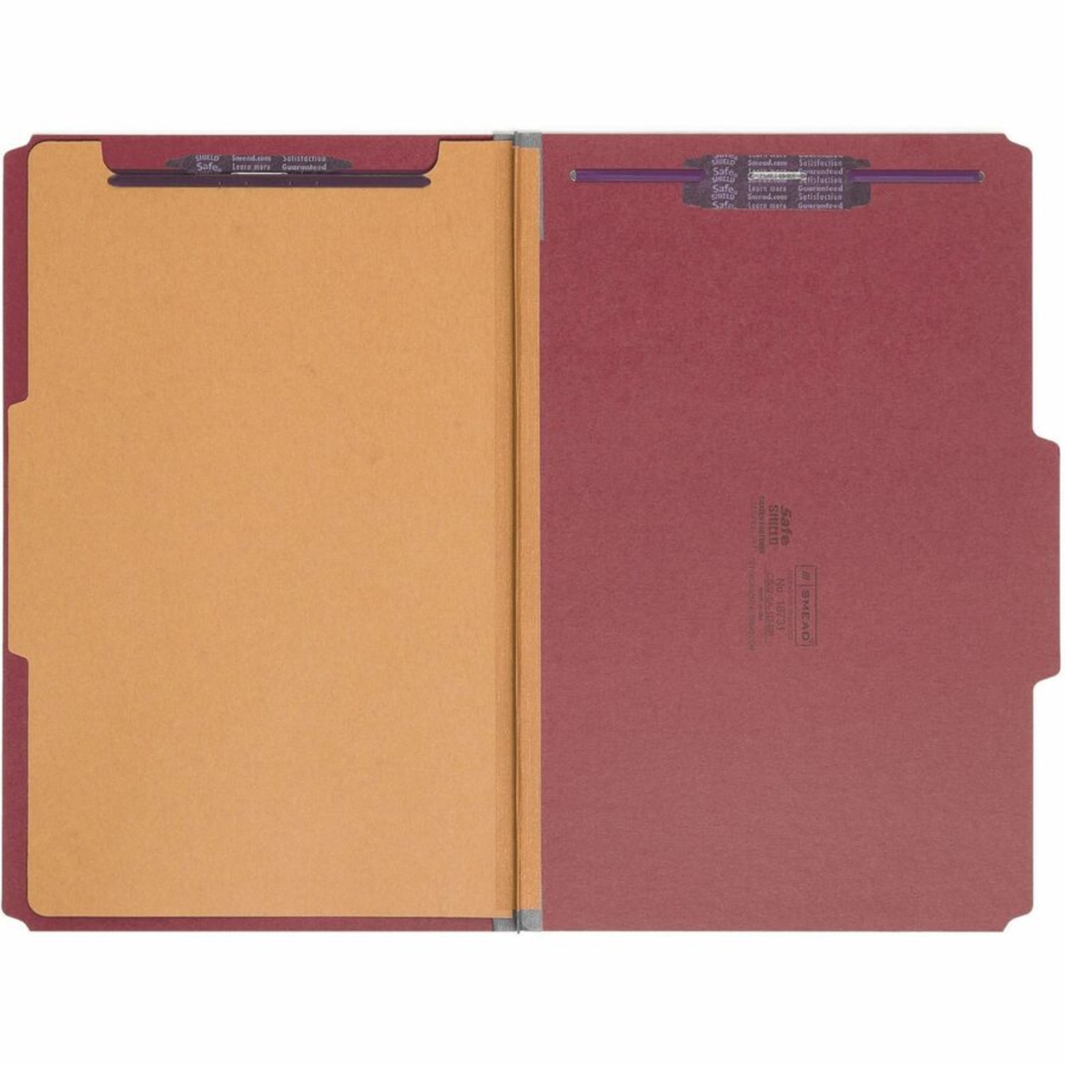Smead Classification Folders, Presentation With SafeSHIELD Fasteners, 1 Divider, 2in Expansion, Legal Size, 50% Recycled, Bright Red, Box Of 10 - Image 4