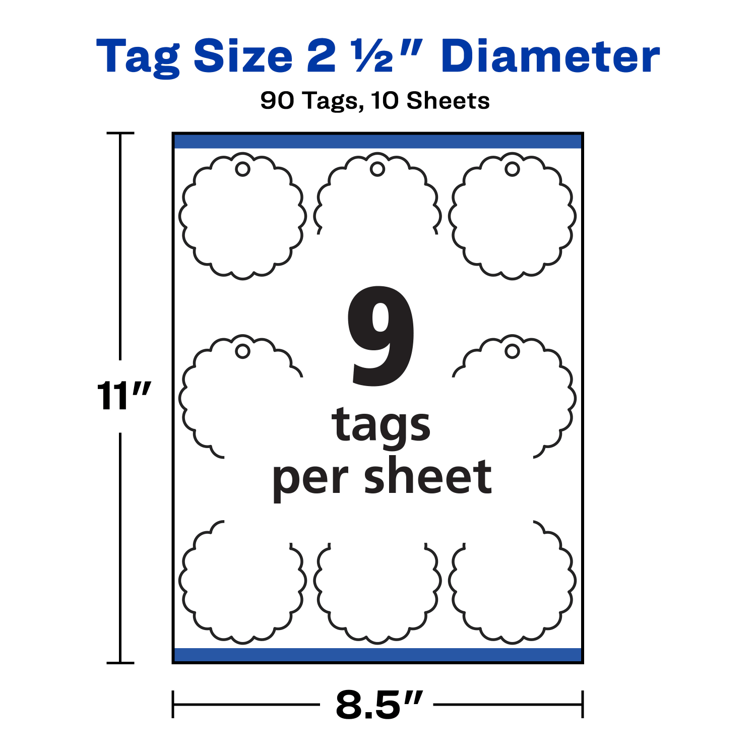 Avery Printable Textured Scallop Round Tags, 2 1/2in diameter, White, Pack of 90 - Image 6
