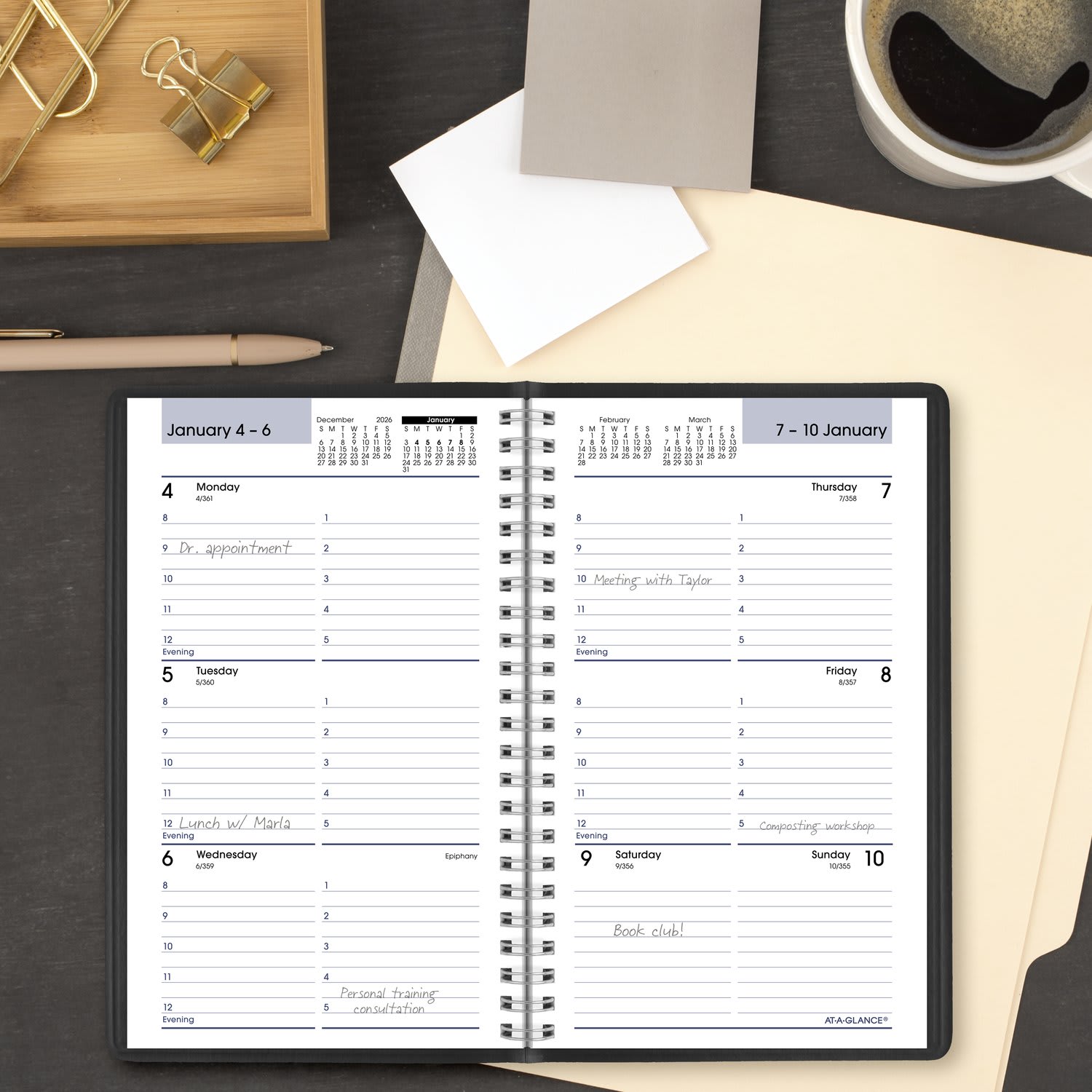 AT-A-GLANCE DayMinder 2027 Weekly Appointment Book Planner, Black, Small, 5in x 8in - Image 3