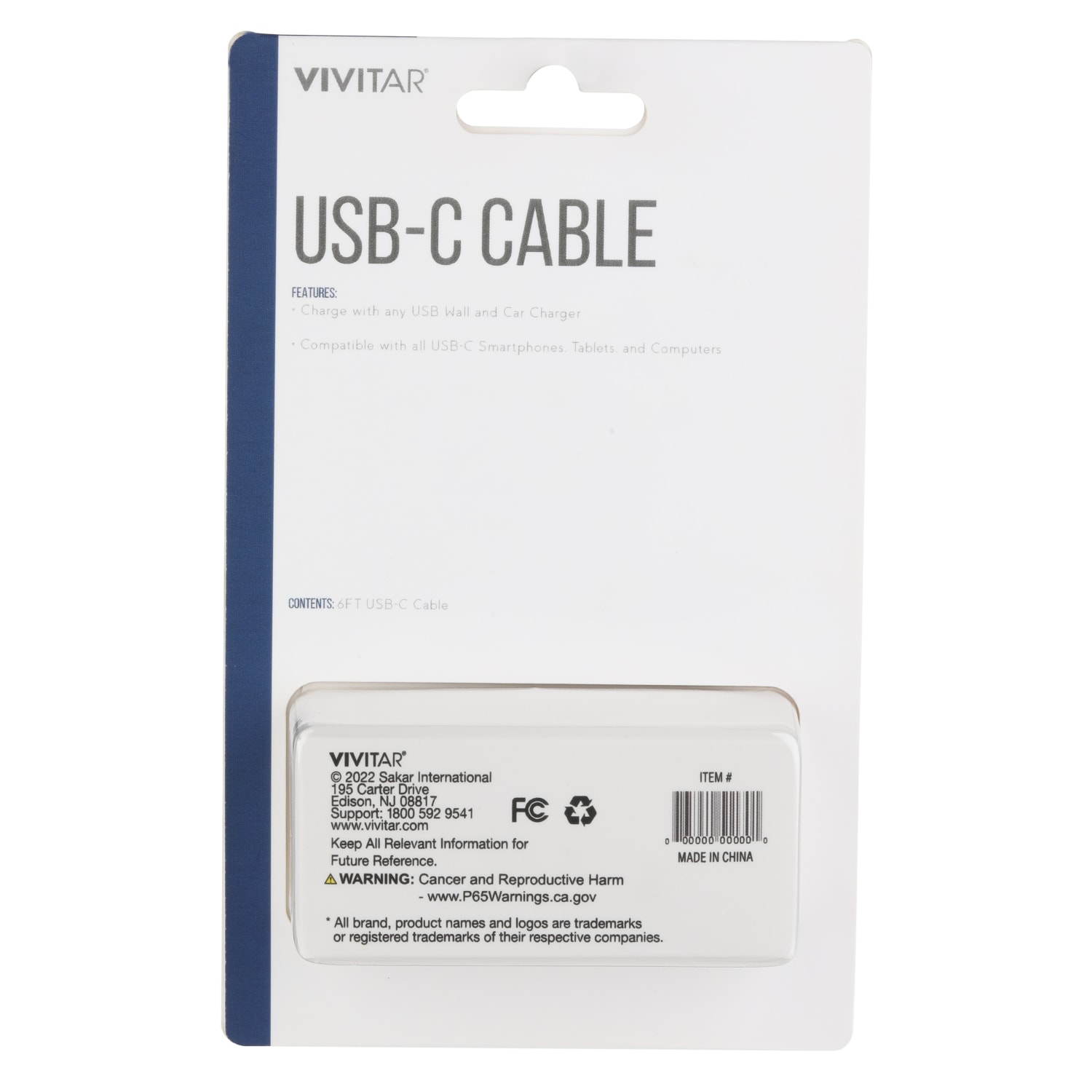 Vivitar USB-A To USB-C Cable, 6ft, Black, NIL4006-BLK-STK-24 - Image 3
