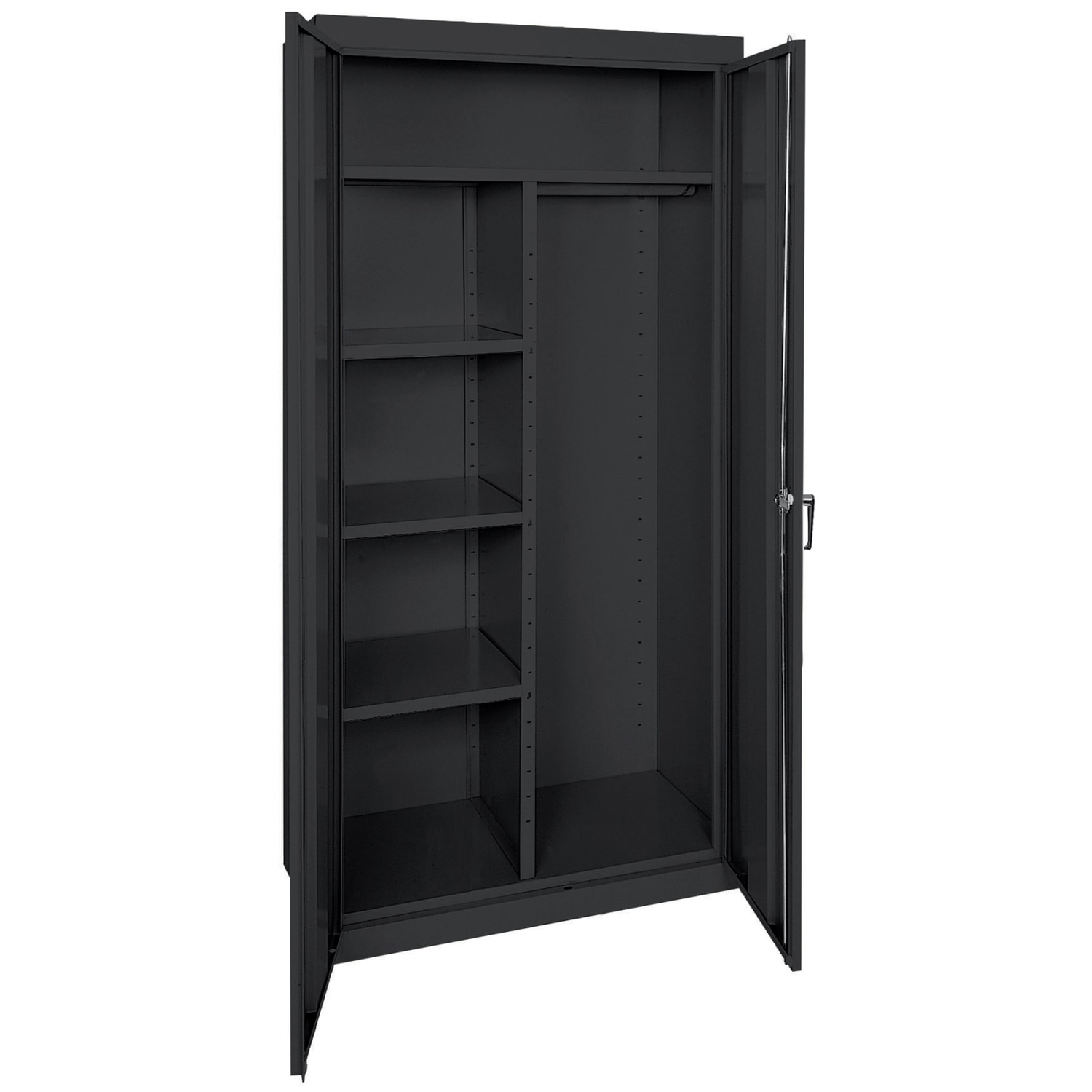 Sandusky Classic Series Medium-Duty Assembled Combination Storage Cabinet, 72inH x 36inW x 18inD, Black - Image 3