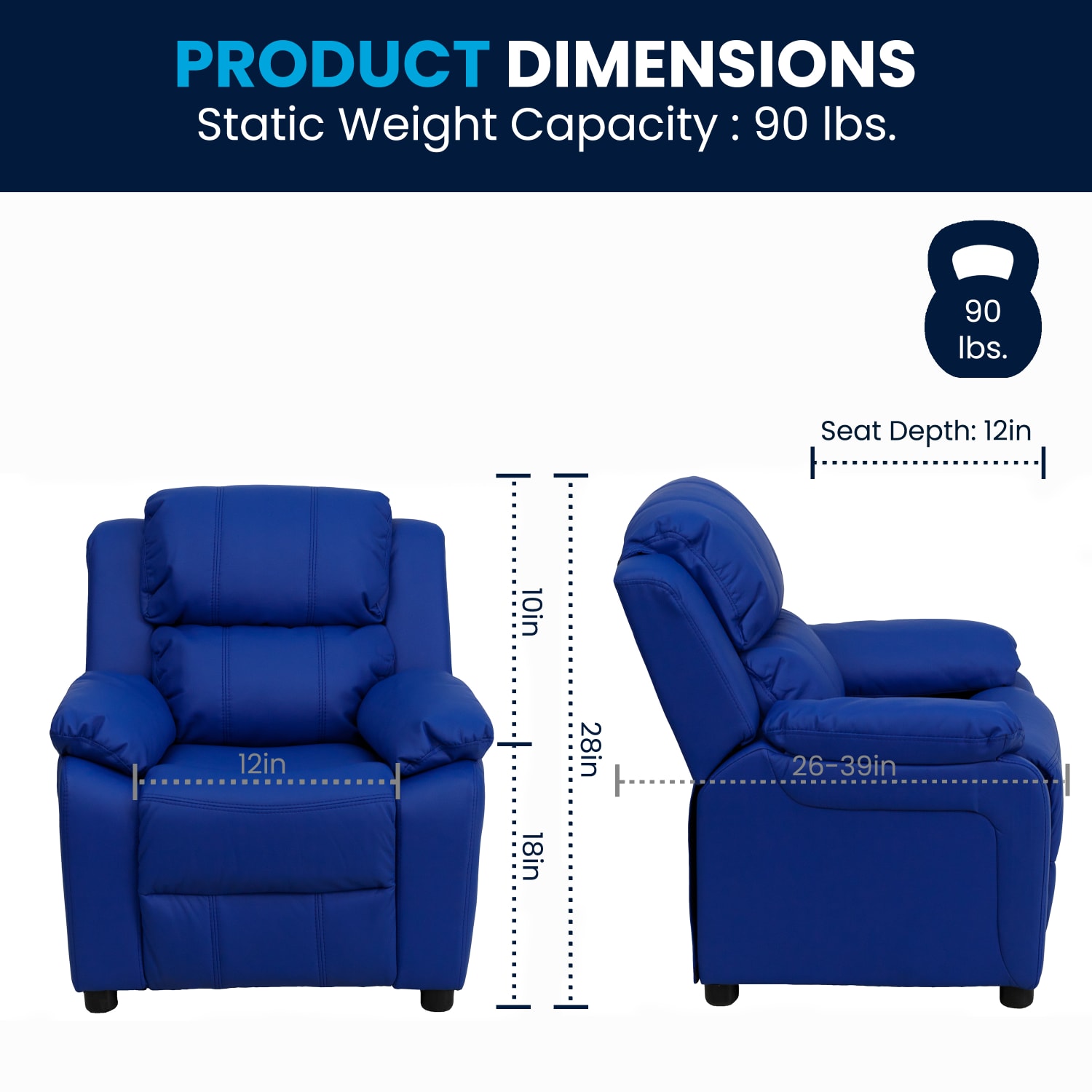 Flash Furniture Deluxe Padded Contemporary Vinyl Kids Recliner Accent Chair With Storage Arms Blue PopularChairscom Flash Furniture Deluxe Padded Contemporary Vinyl Kids Recliner Accent Chair With Storage Arms Blue PopularChairscom