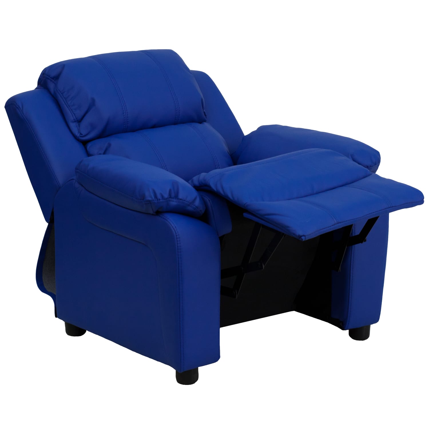 Flash Furniture Deluxe Padded Contemporary Vinyl Kids Recliner Accent Chair With Storage Arms Blue PopularChairscom Flash Furniture Deluxe Padded Contemporary Vinyl Kids Recliner Accent Chair With Storage Arms Blue PopularChairscom