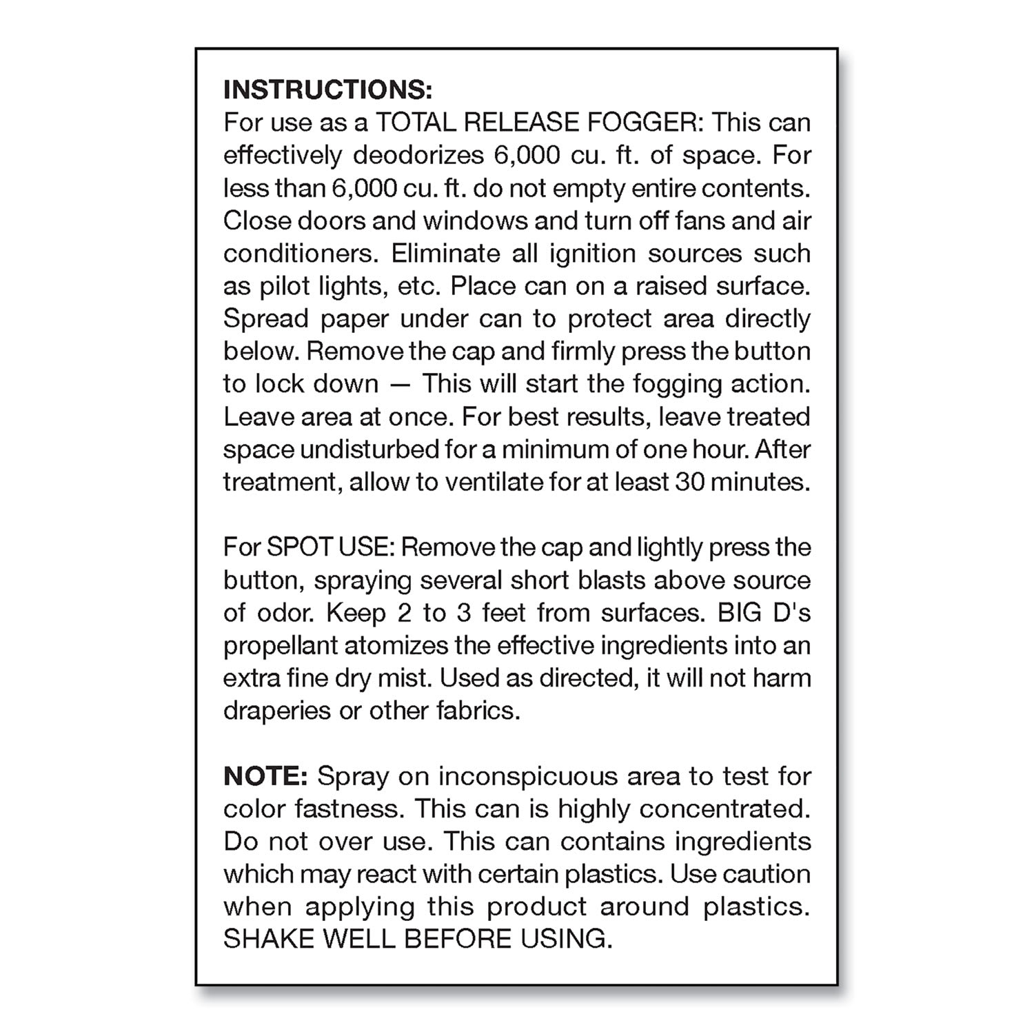 Big D Industries Odor Control Fogger, Mountain Air Scent, 5 oz Aerosol Spray, 12/Carton - Image 4
