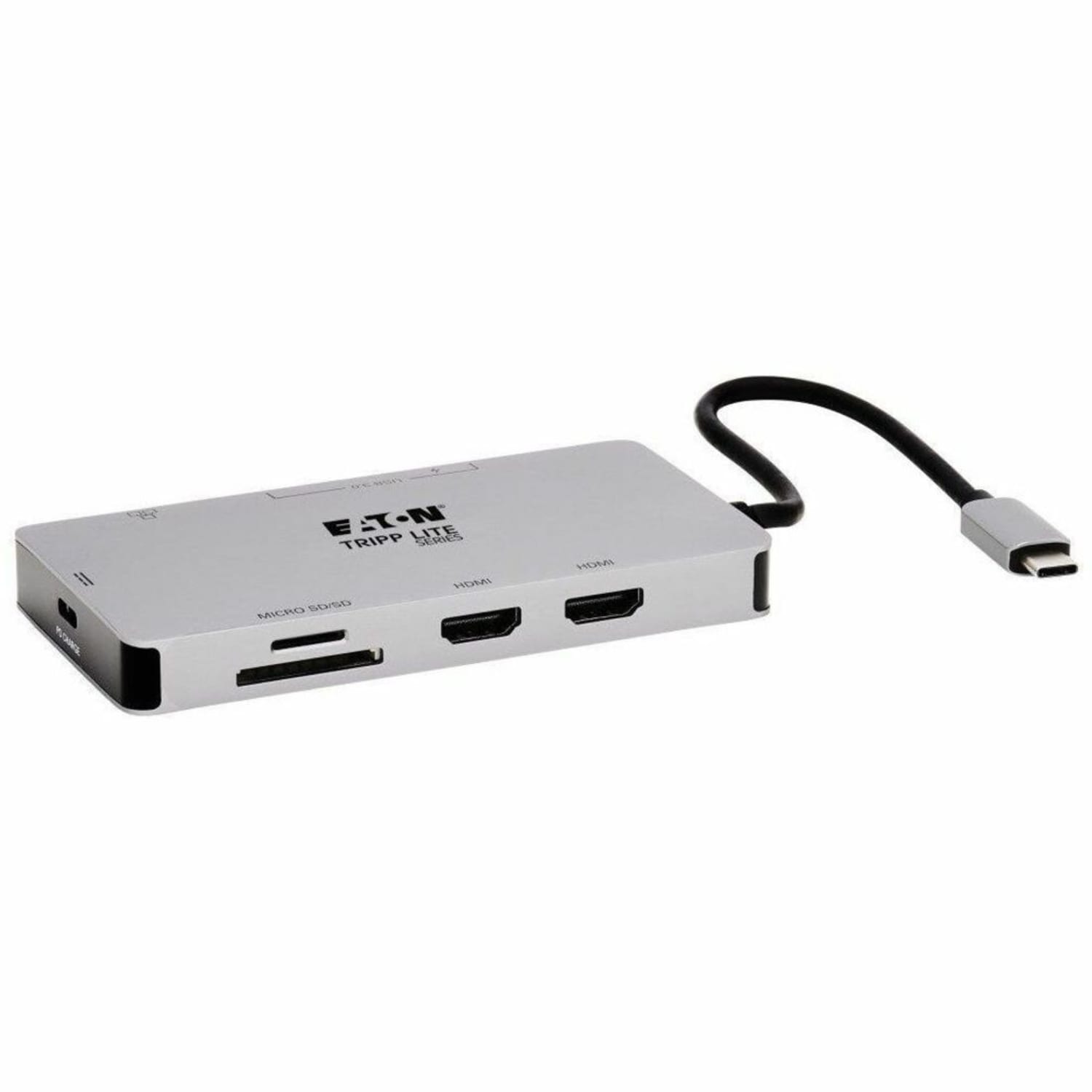 Tripp Lite by Eaton USB-C Dock Dual Display - 4K 60 Hz HDMI USB 3.x (5Gbps) Hub Ports GbE Memory Card 100W PD Charging Gray - Docking Station - Image 3