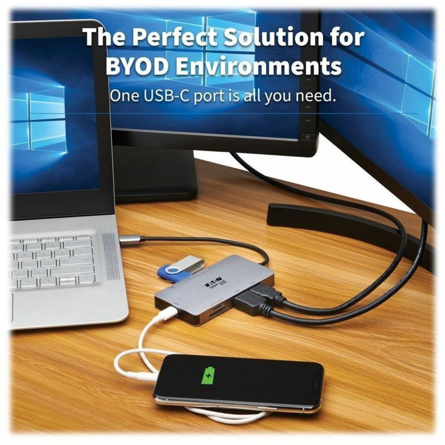 Tripp Lite by Eaton USB-C Dock Dual Display - 4K 60 Hz HDMI USB 3.x (5Gbps) Hub Ports GbE Memory Card 100W PD Charging Gray - Docking Station - Image 4