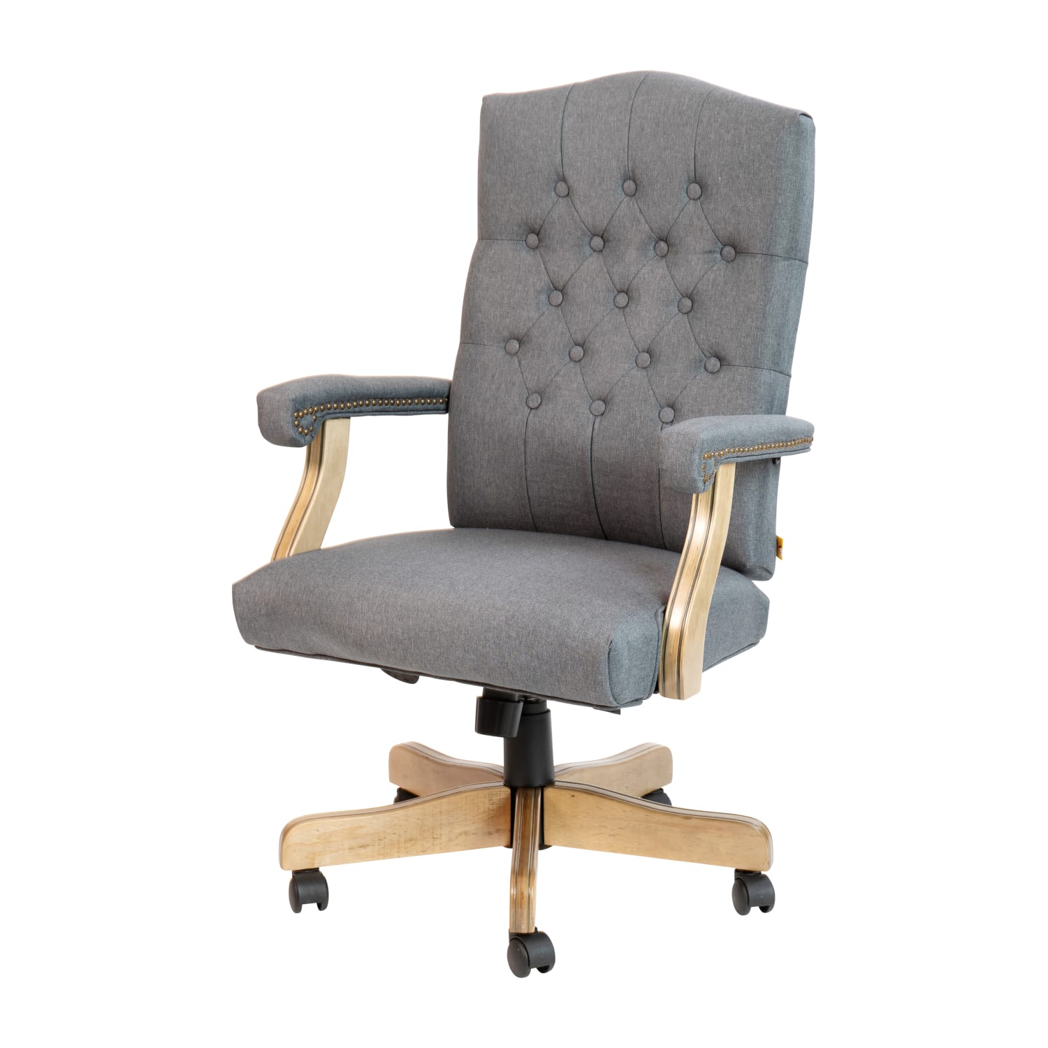 Flash Furniture Martha Washington Fabric High-Back Swivel Executive Office Chair With Arms, Gray/Driftwood - Image 3