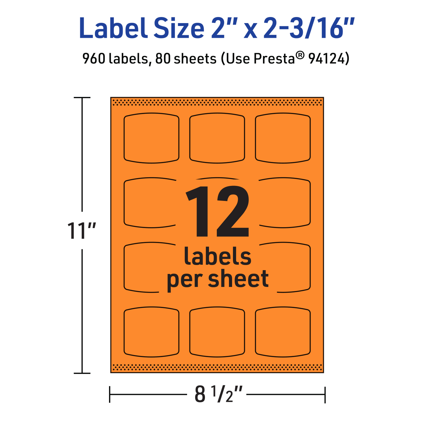 Avery Print-To-The-Edge Labels With Sure Feed Technology, 94124-BOP80, Arched Square, 2in x 2-3/16in, Matte Bright Orange, Pack of 960 - Image 6