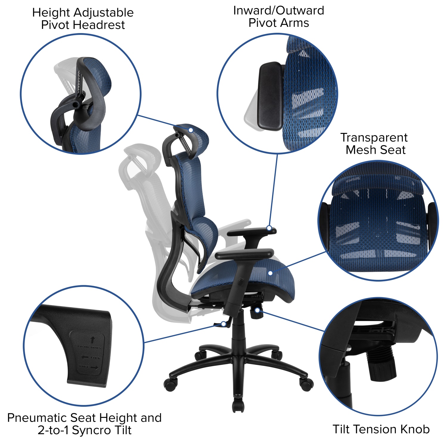 Flash Furniture LO Ergonomic Mesh High-Back Office Chair, Blue - Image 5