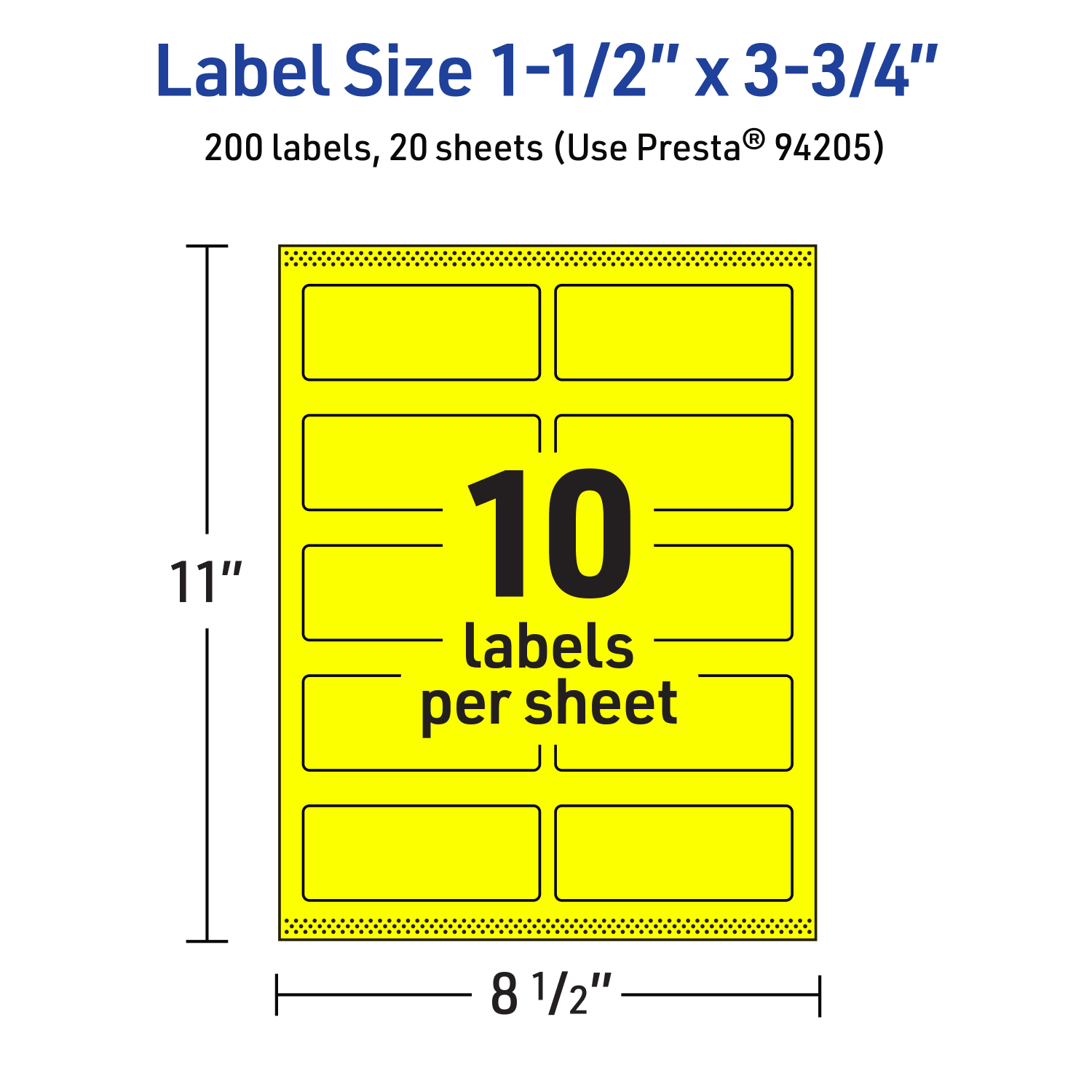 Avery Print-To-The-Edge Labels With Sure Feed Technology And Easy Peel, 94205-NYP20, Rectangle, 1-1/2in x 3-3/4in, Matte Neon Yellow, Pack of 200 - Image 6