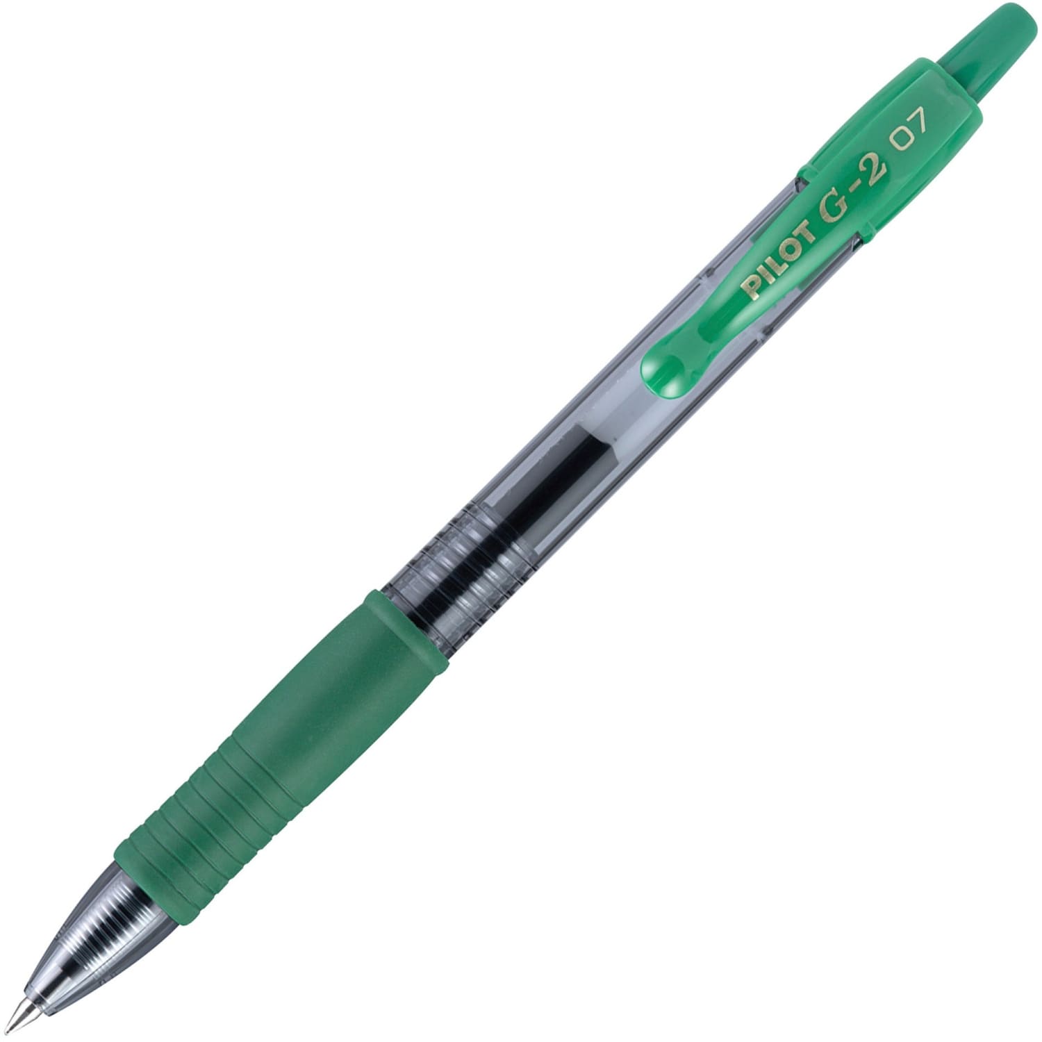Pilot G2 Retractable Gel Pens, Fine Point, 0.7 mm, Clear Barrels, Green Ink, Pack Of 12 Pens - Image 3