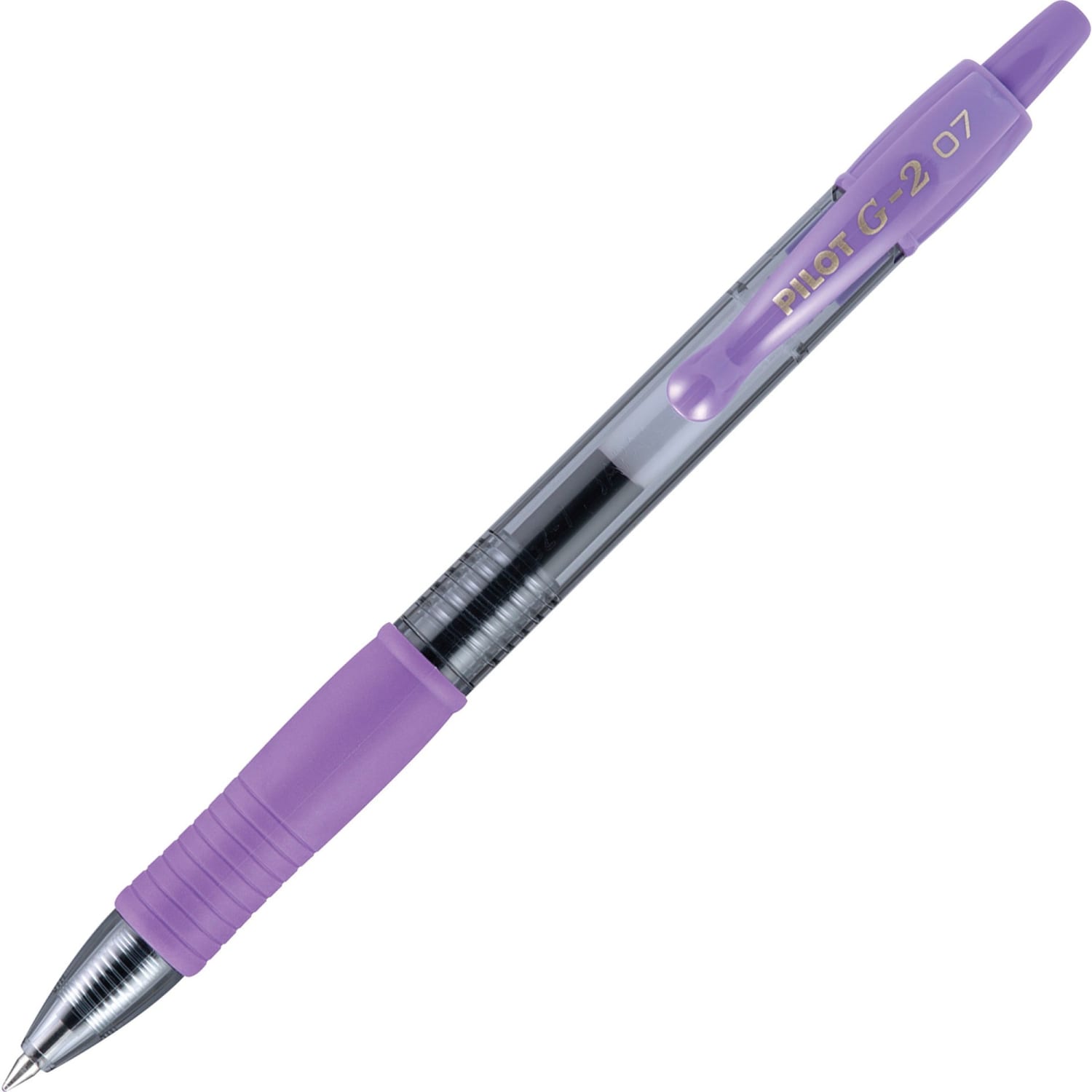 Pilot G2 Retractable Gel Pens, Fine Point, 0.7 mm, Clear Barrels, Purple Ink, Pack Of 12 - Image 3