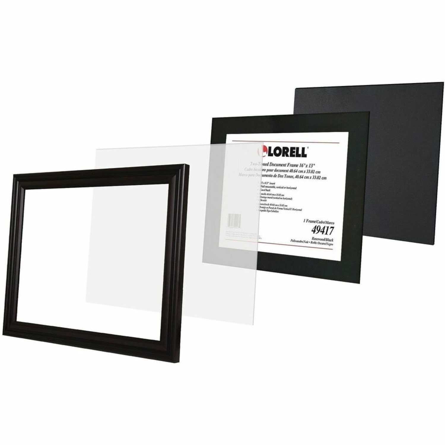Lorell Two-toned Certificate Frame - 16in x 13in Frame Size - Desktop, Wall Mountable - Vertical, Horizontal - Black - 1 Each - Image 5