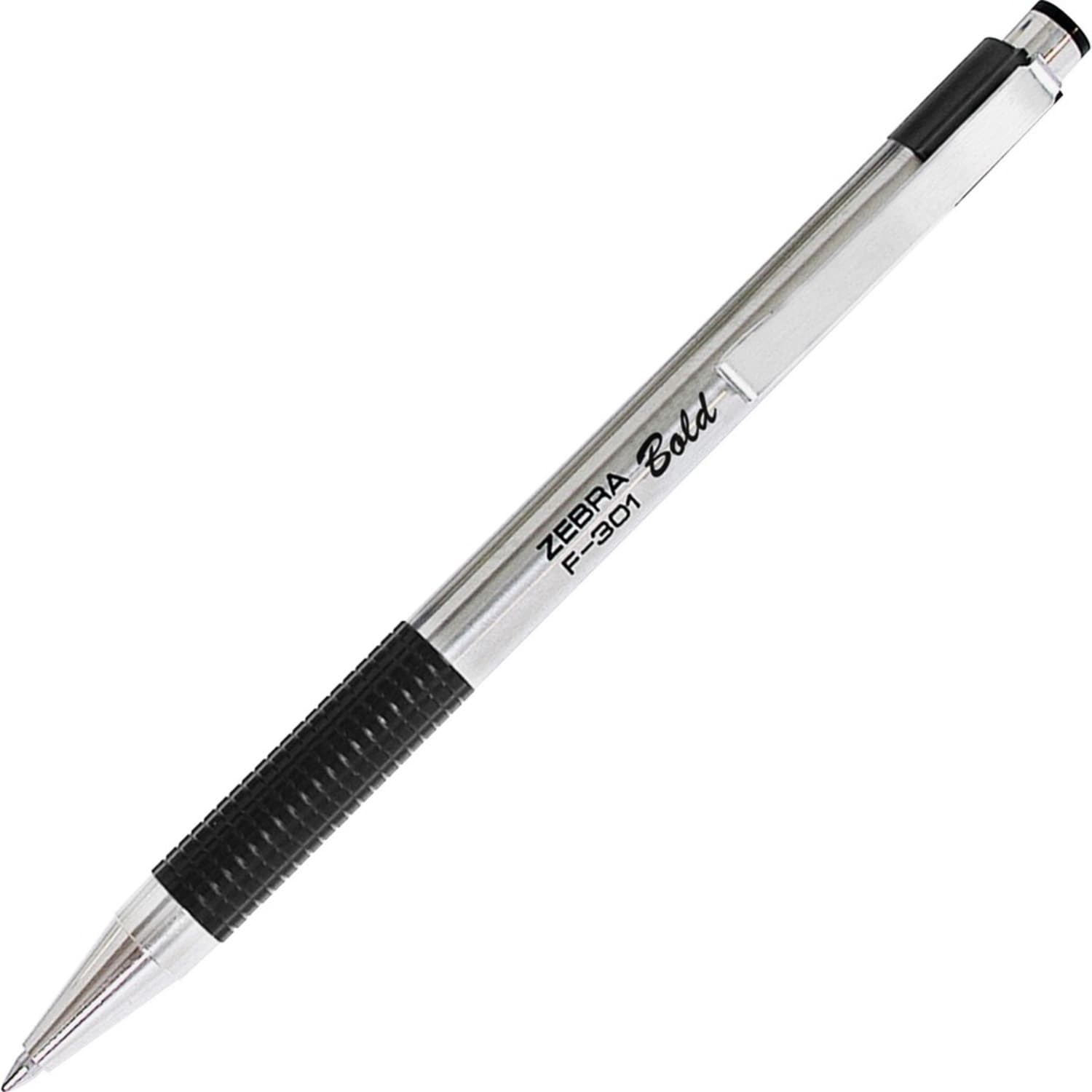 Zebra Pen F-301 Stainless Steel Retractable Ballpoint Pens, Pack Of 12, Bold Point, 1.6 mm, Silver Barrel, Black Ink - Image 5