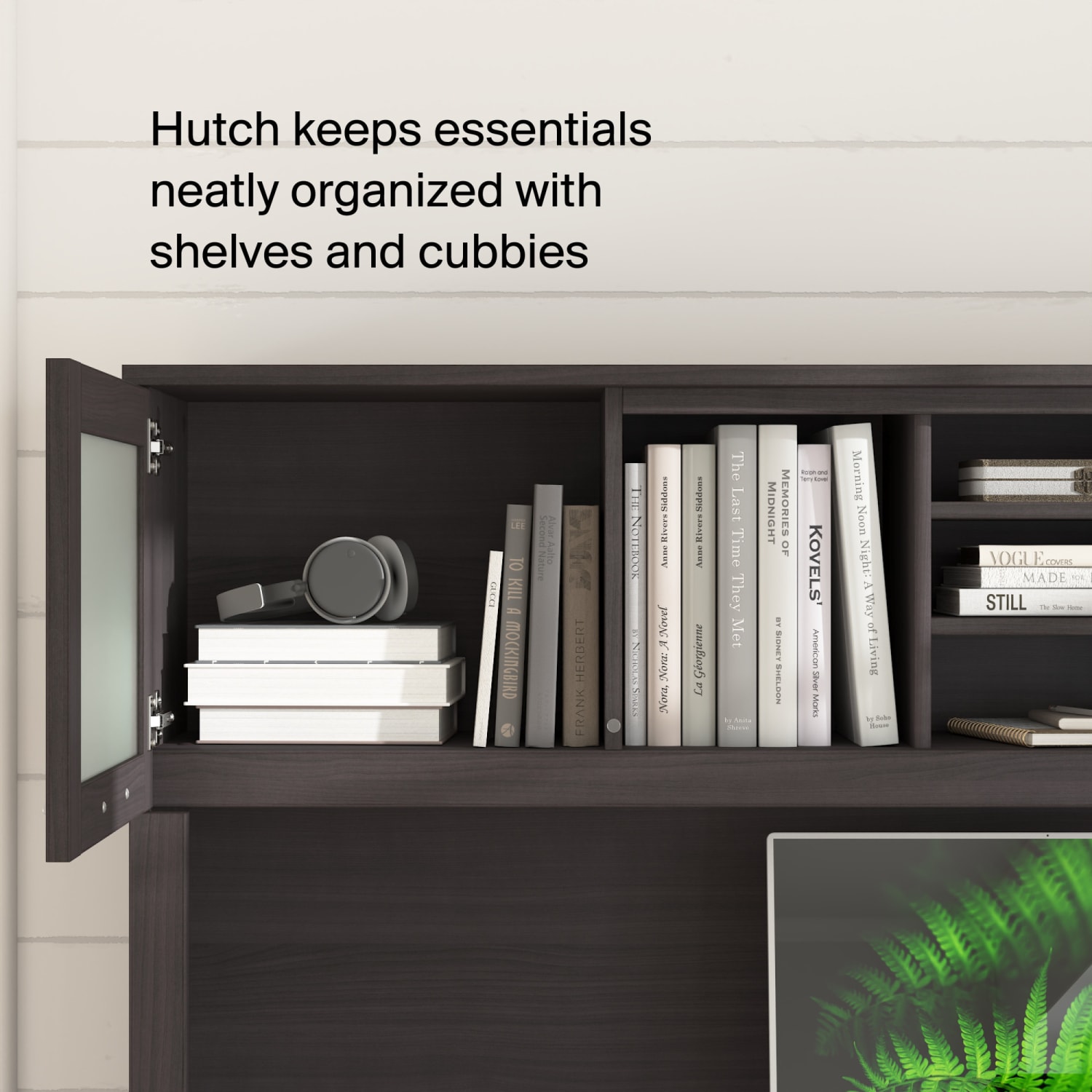 Bush Furniture Somerset 72inW L-Shaped Desk With Hutch, Storm Gray, Standard Delivery - Image 5