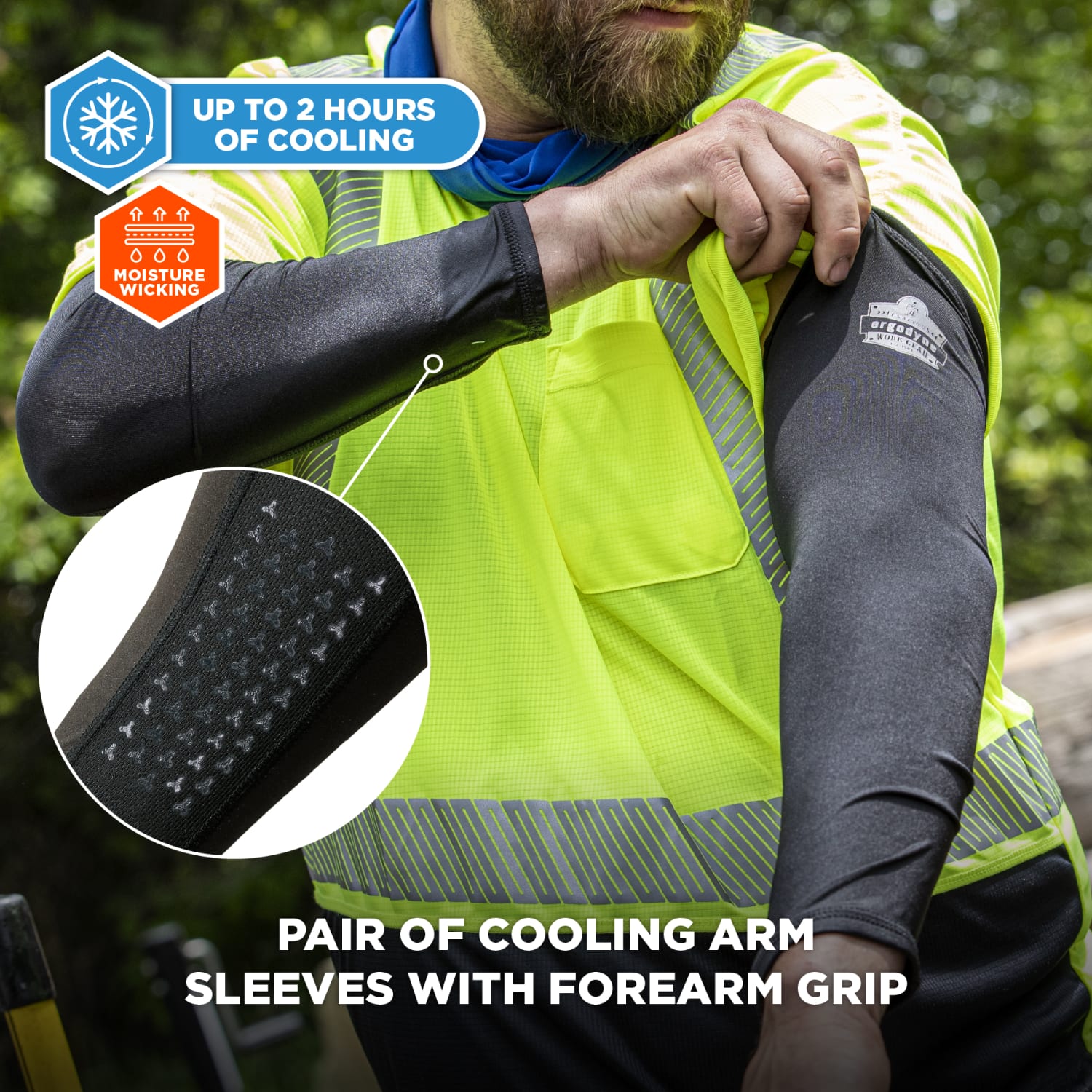 Ergodyne Chill-Its 6691 Cooling Arm Sleeves, 2XL, Black, Pair Of 2 Sleeves - Image 3