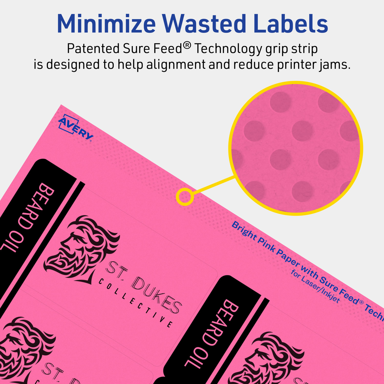 Avery Print-To-The-Edge Labels With Sure Feed Technology And Easy Peel, 94240-BPP40, Rectangle, 2in x 3-3/4in, Matte Bright Pink, Pack of 320 - Image 5