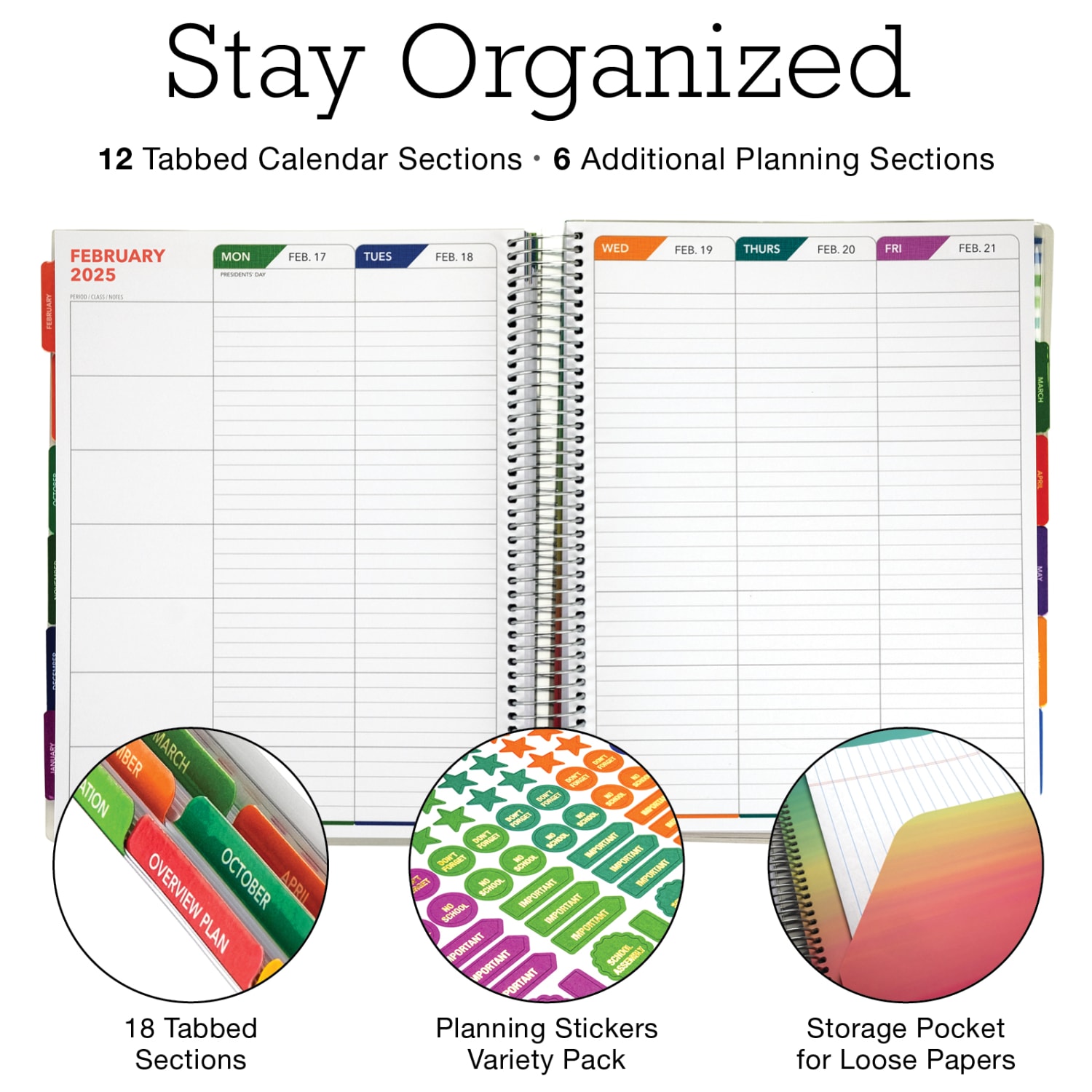 2024-2025 Global Printed Products Hardcover Deluxe Teacher Daily/Weekly/Monthly Academic Year Planner, 8-1/2in x 11in, Tree Seasons, August 2024 To July 2025 - Image 4