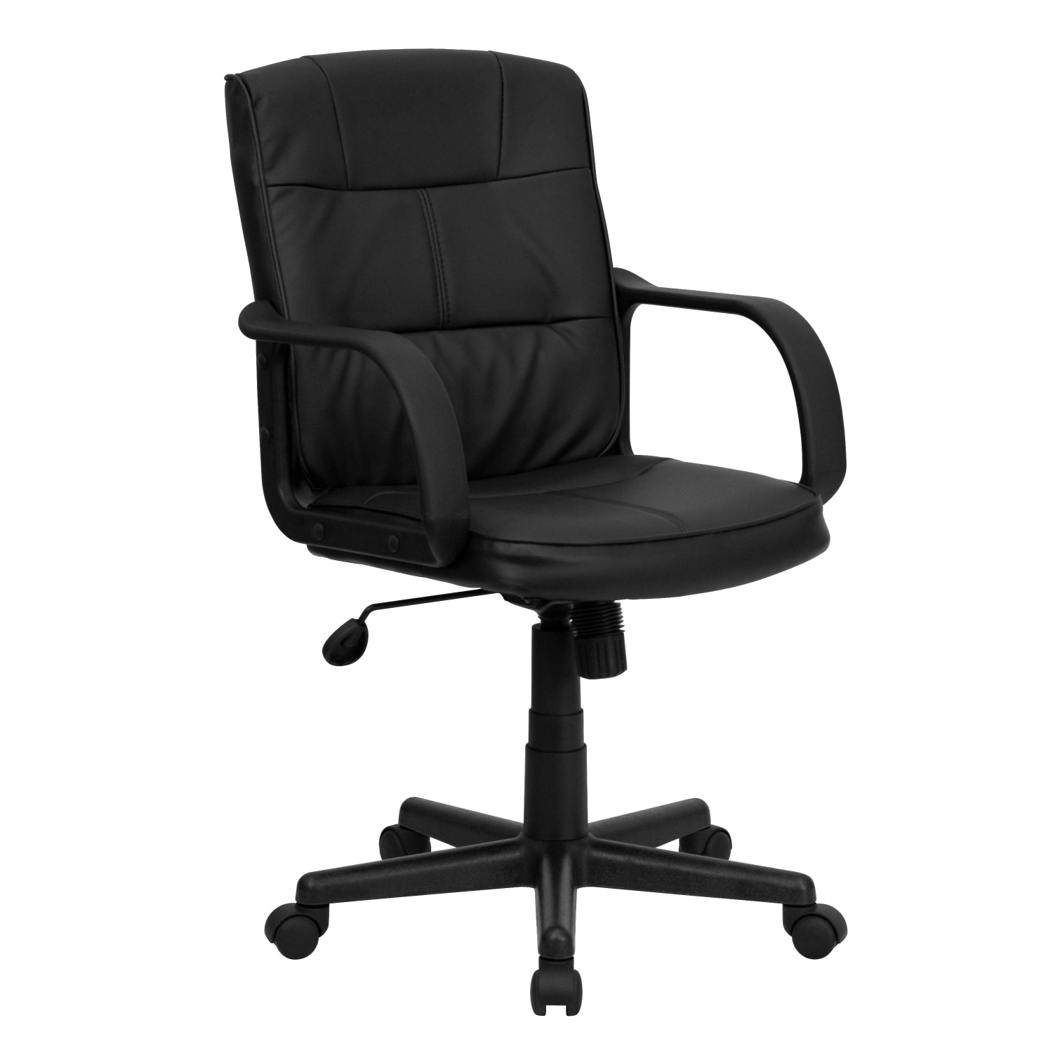 Flash Furniture LeatherSoft Faux Leather Mid Back Swivel Task Chair With Arms Black PopularChairscom