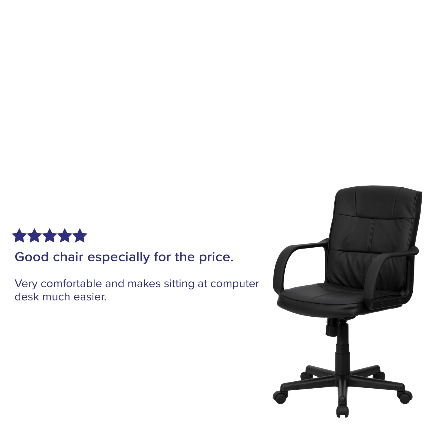 Flash Furniture LeatherSoft Faux Leather Mid Back Swivel Task Chair With Arms Black PopularChairscom