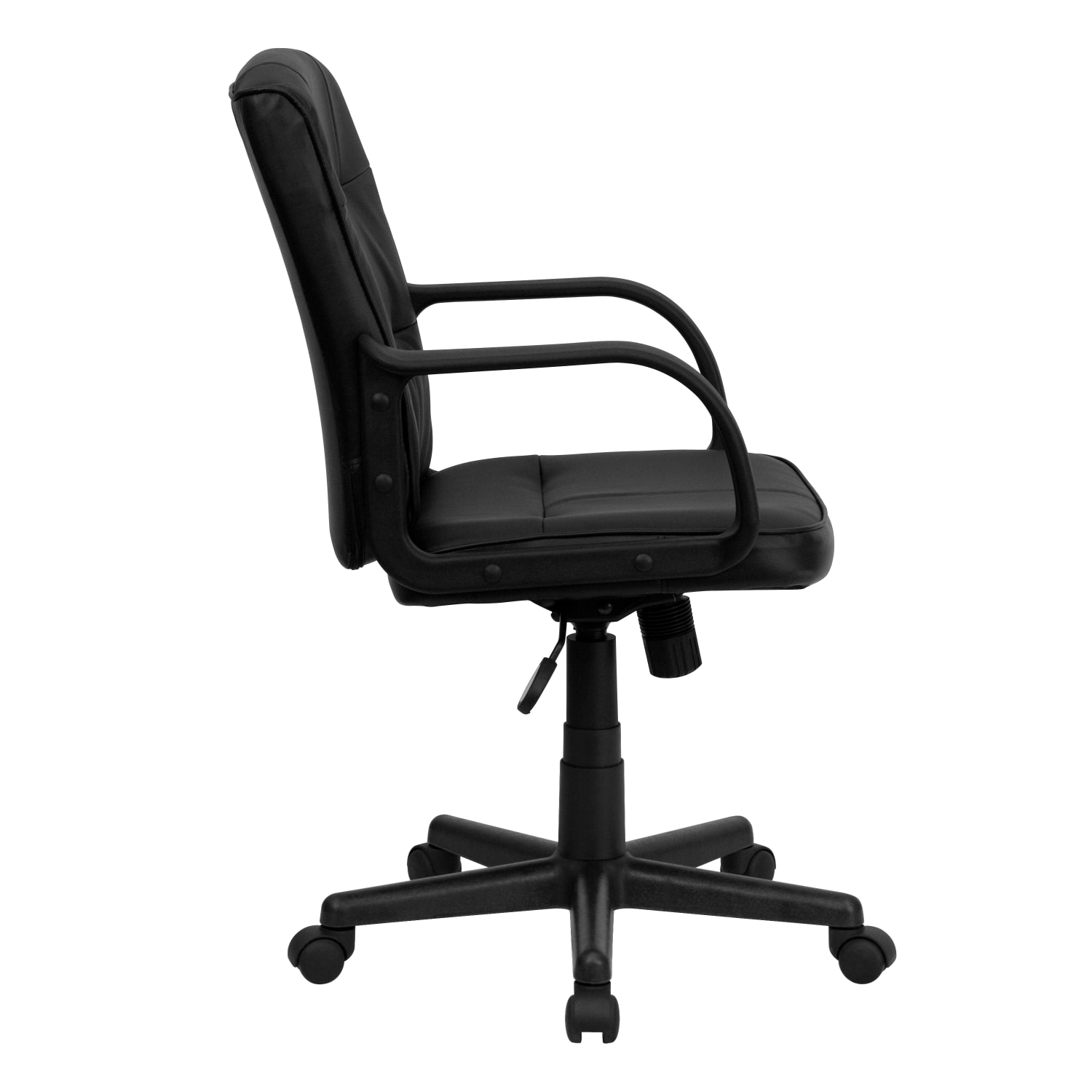 Flash Furniture LeatherSoft Faux Leather Mid Back Swivel Task Chair With Arms Black PopularChairscom