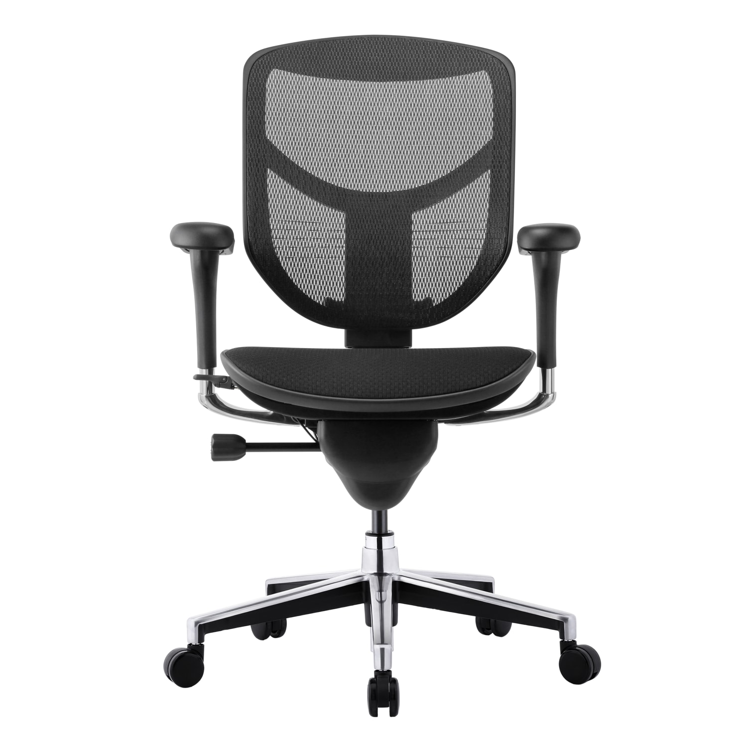 WorkPro Quantum 9000V2 Series Ergonomic Mesh/Fabric Mid-Back Chair, Black/Black, BIFMA Compliant