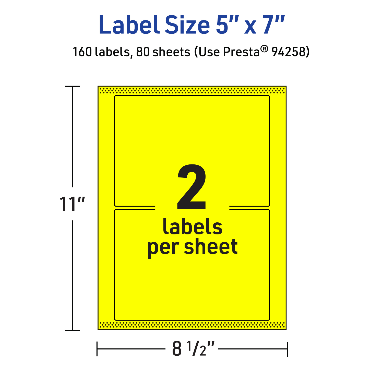 Avery Printable Labels With Sure Feed Technology, 94258-NYP80, Rectangle, 5in x 7in, Matte Neon Yellow, Pack of 160 - Image 6