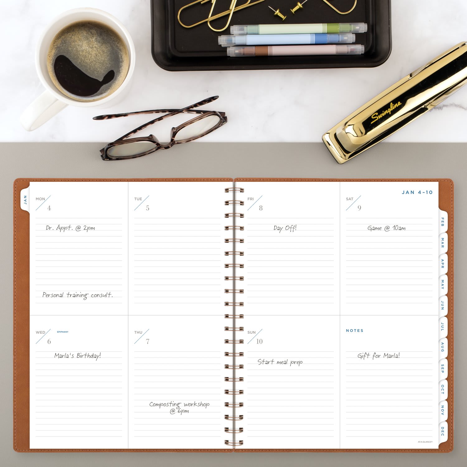 AT-A-GLANCE Signature Collection 2027 Weekly Monthly Planner, Brown, Large, 8 1/2in x 11in - Image 3