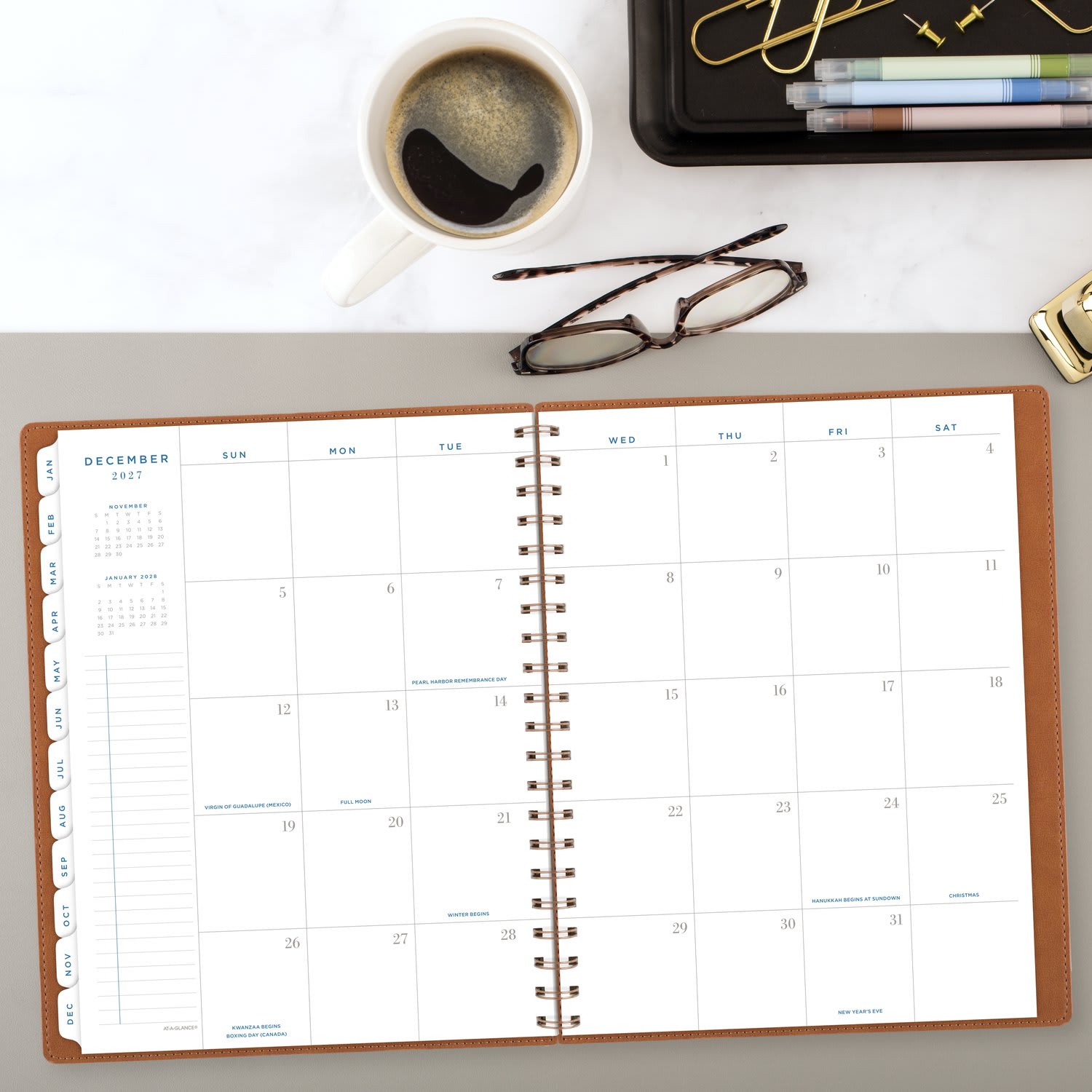 AT-A-GLANCE Signature Collection 2027 Weekly Monthly Planner, Brown, Large, 8 1/2in x 11in - Image 4
