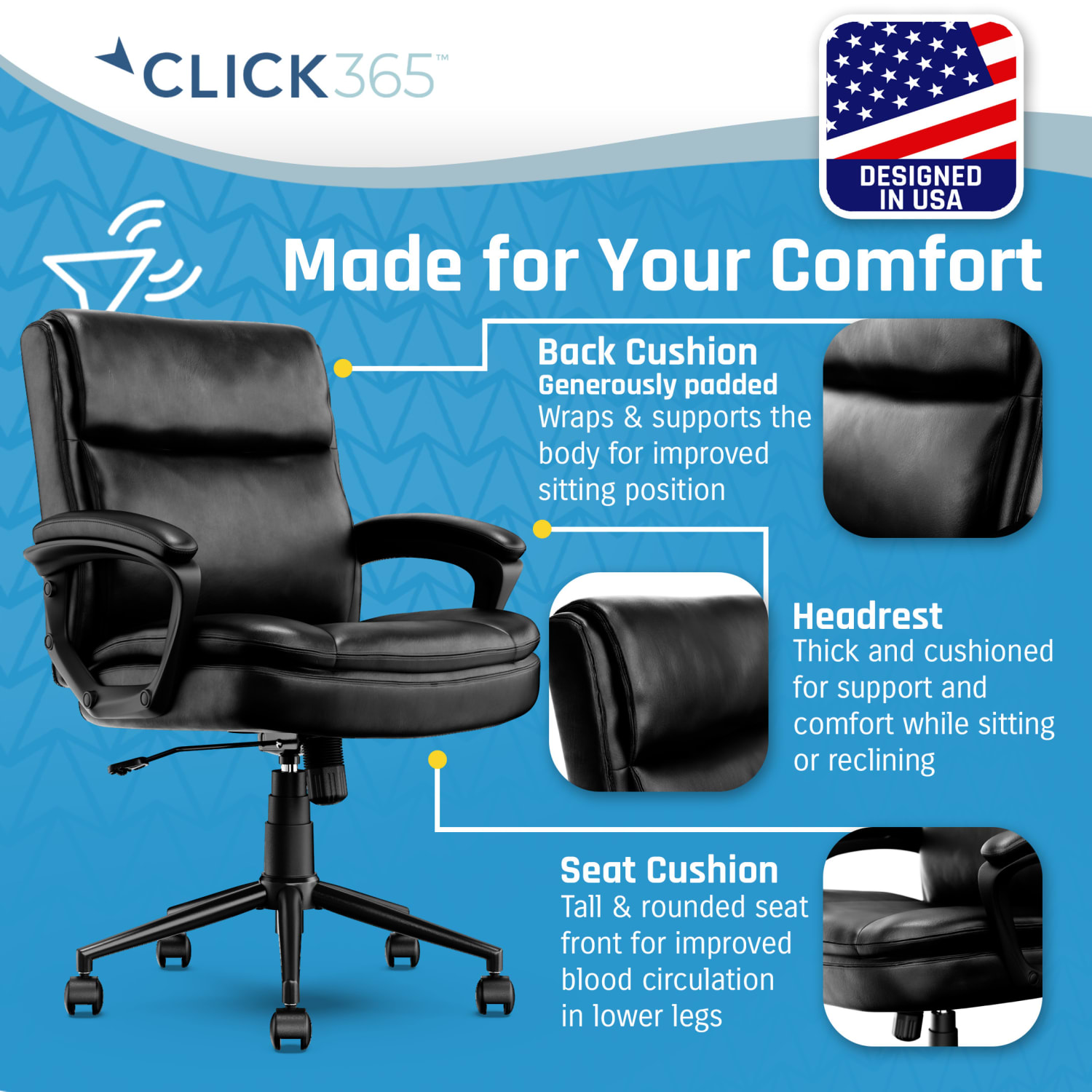 Click365 Transform 20 Ergonomic Bonded Leather MidBack Office Chair Black PopularChairscom Click365 Transform 20 Ergonomic Bonded Leather Mid Back Office Chair Black PopularChairscom