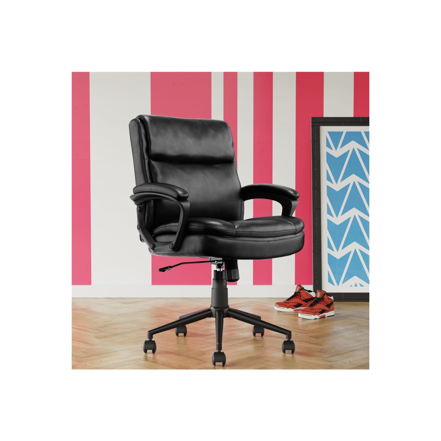 Click365 Transform 20 Ergonomic Bonded Leather MidBack Office Chair Black PopularChairscom Click365 Transform 20 Ergonomic Bonded Leather Mid Back Office Chair Black PopularChairscom