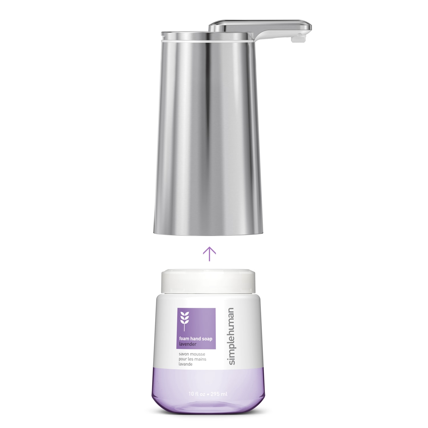 simplehuman Foam Sensor Pump, 6-3/4inH x 3-1/8inW x 4-3/4inD, Brushed Silver - Image 4