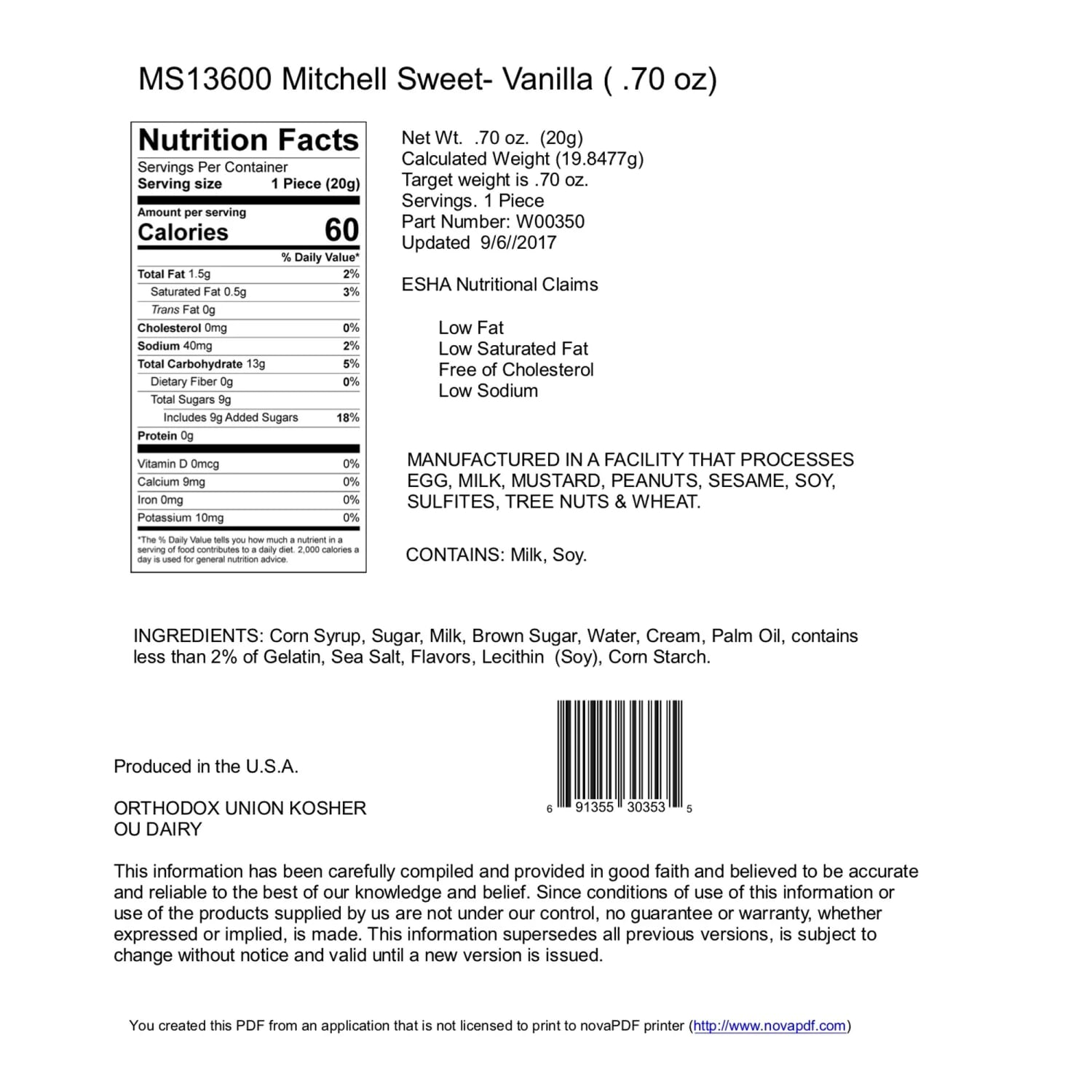 Hammonds Candies Natural Vanilla Caramel Marshmallow Mitchell Sweets - Dispay Tub - 54-.70 oz. - Image 3