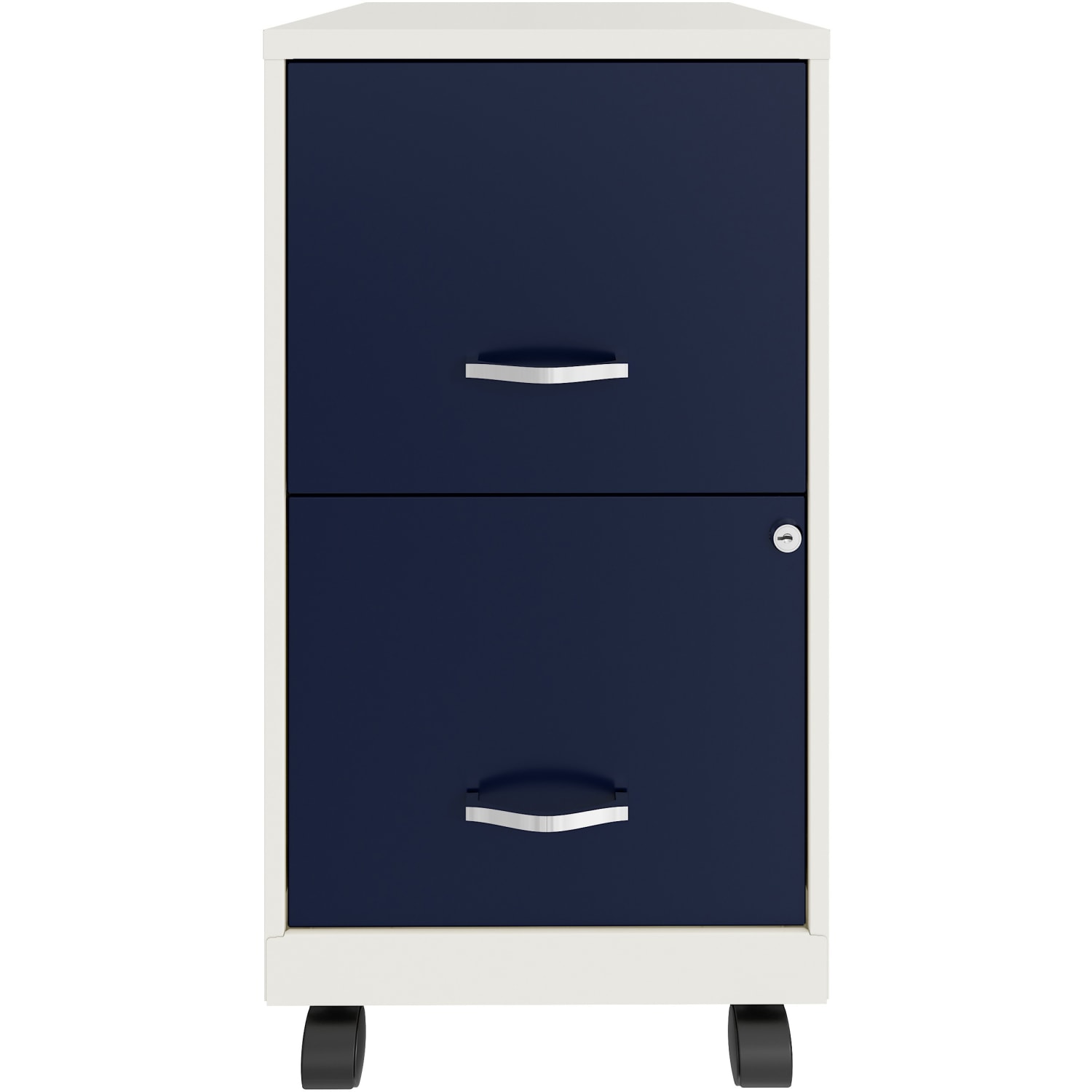 Realspace SOHO Smart 18inD Vertical 2-Drawer Mobile File Cabinet, White/Navy