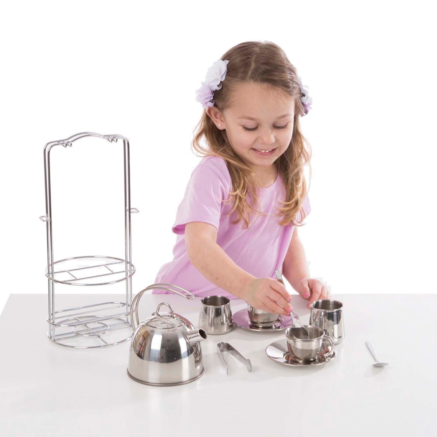 Melissa & Doug Stainless Steel Tea Set And Storage Stand, 11 Pieces - Image 5