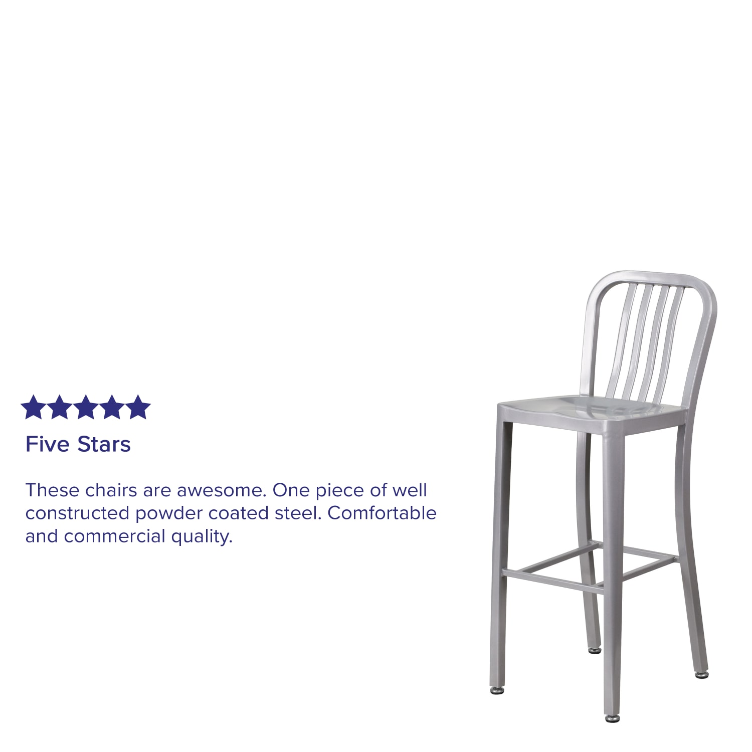 Flash Furniture Commercial Grade IndoorOutdoor Bar Stools With Vertical Slat Backs Silver Set Of 2 Stools PopularChairscom