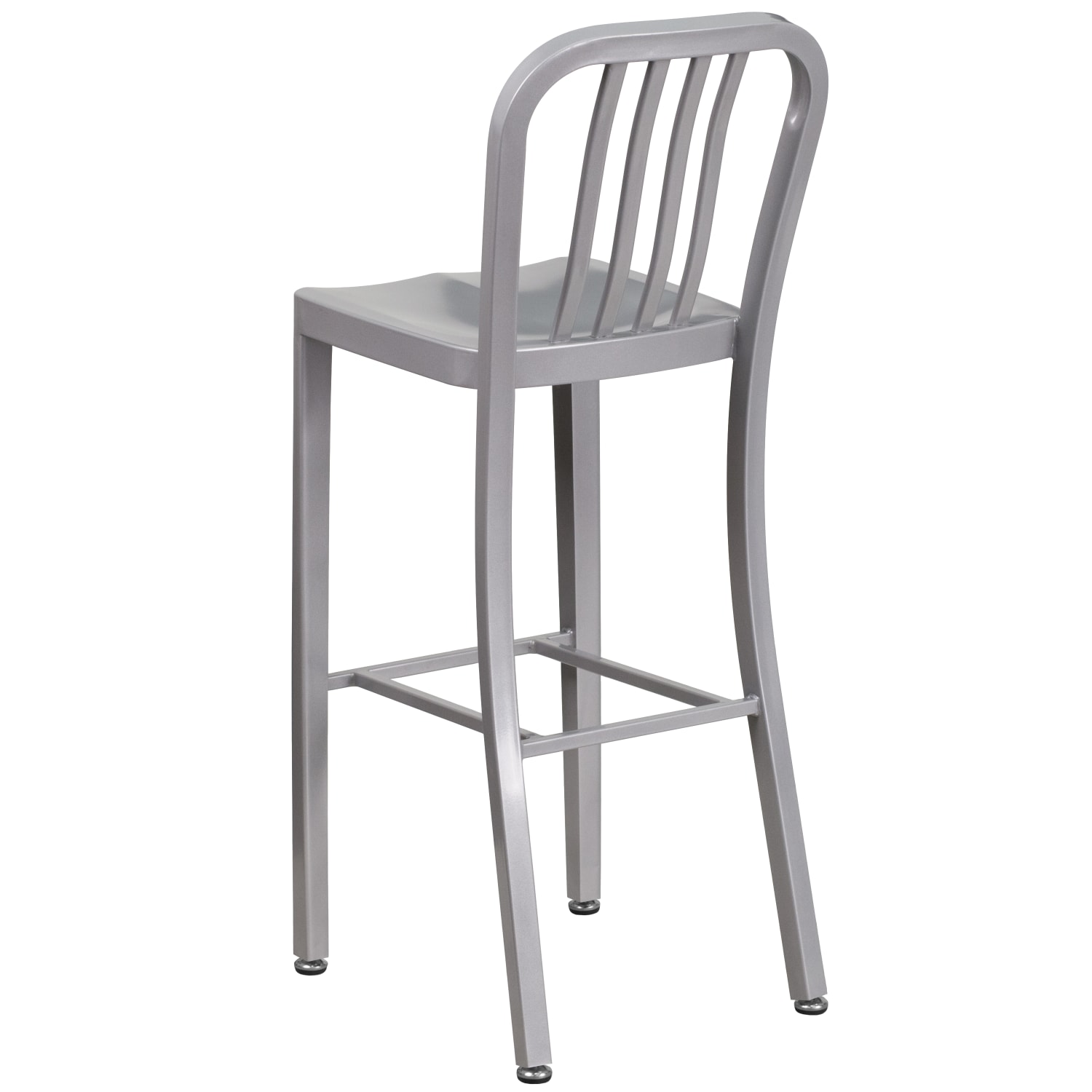 Flash Furniture Commercial Grade IndoorOutdoor Bar Stools With Vertical Slat Backs Silver Set Of 2 Stools PopularChairscom