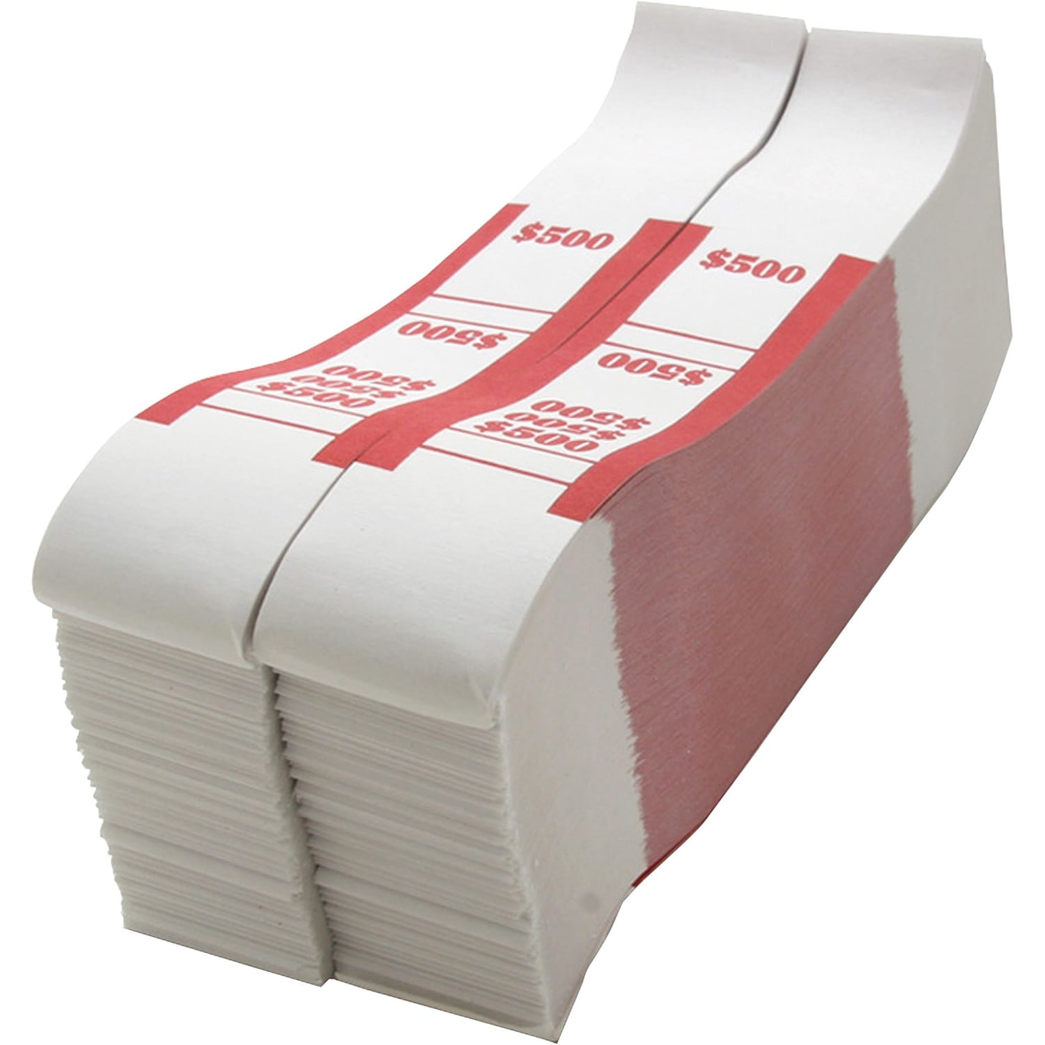 Sparco White Kraft ABA Bill Straps, $500, Red/White, Box Of 1,000 - Image 3