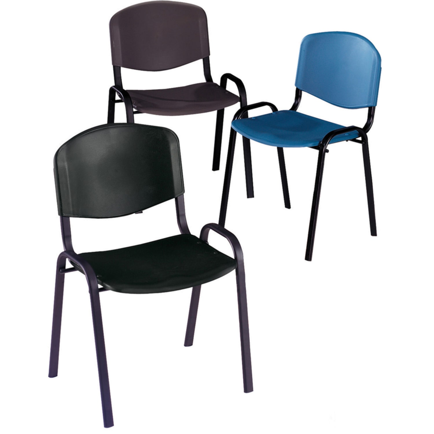 Safco Stack Chairs, Black, Set Of 4 - Image 4