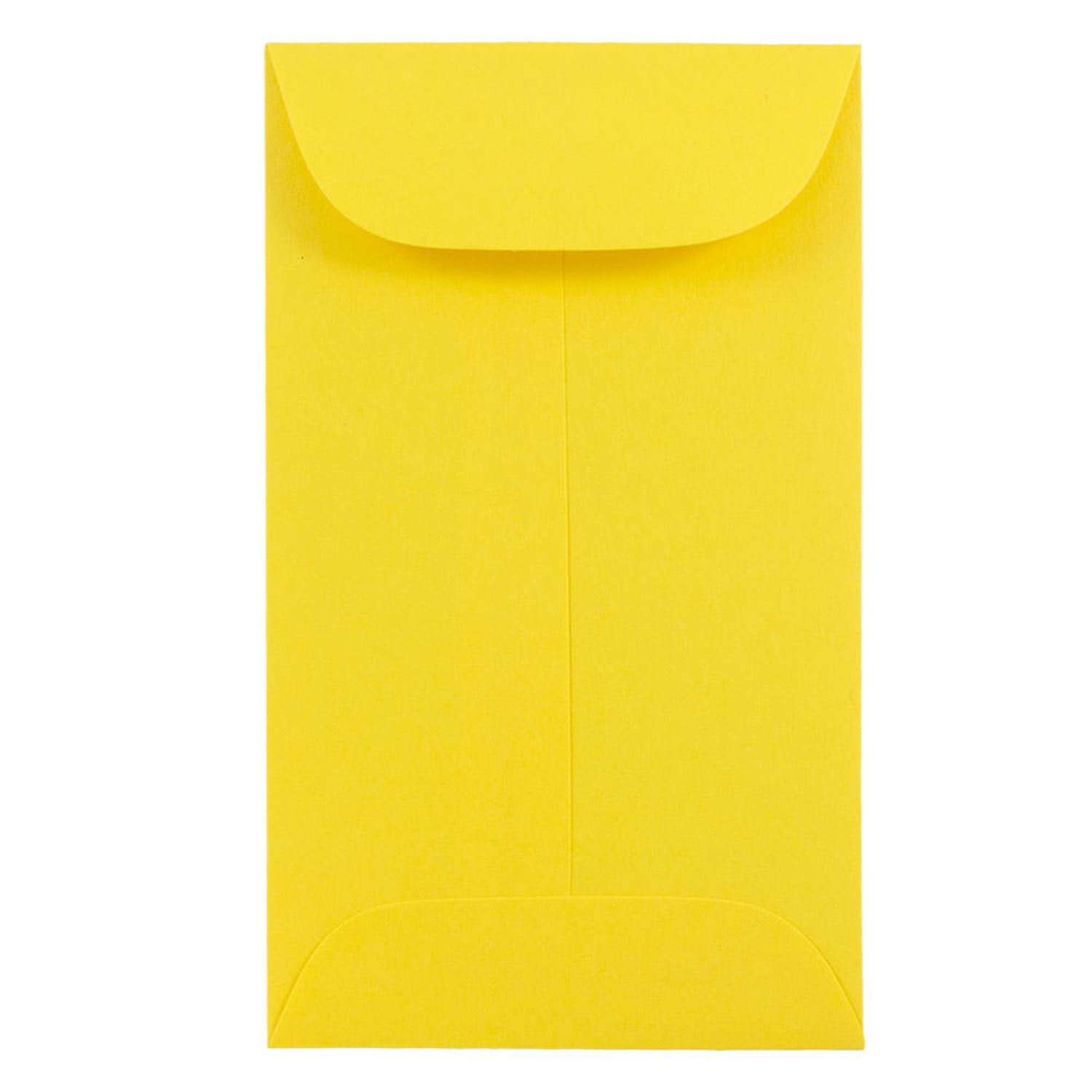 JAM Paper Coin Envelopes, #5 1/2, Gummed Seal, Yellow, Pack Of 50 Envelopes
