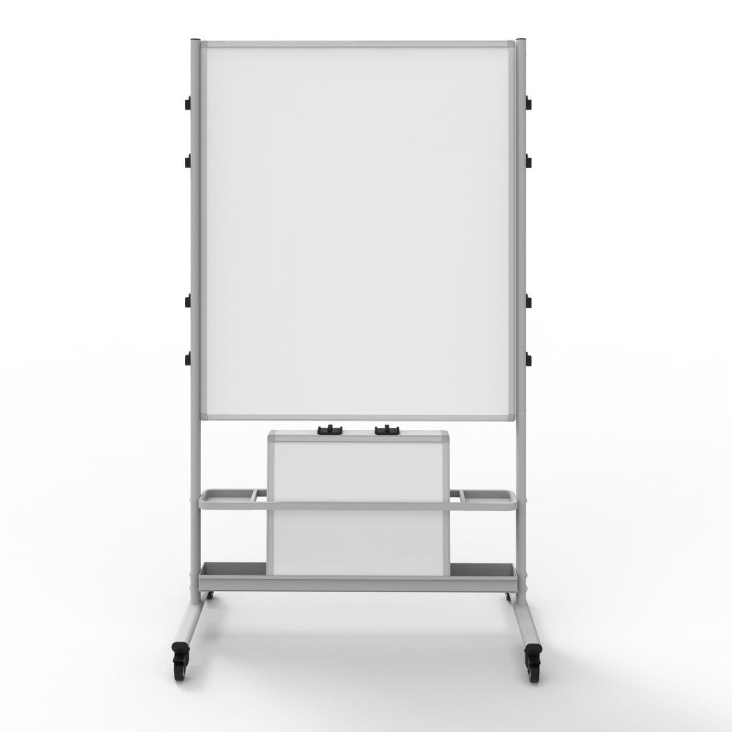 Luxor Magnetic Dry-Erase Whiteboard Collaboration Station, 76 3/8in x 82 1/4in x 23 11/16in, Aluminum Frame With Silver Finish - Image 3