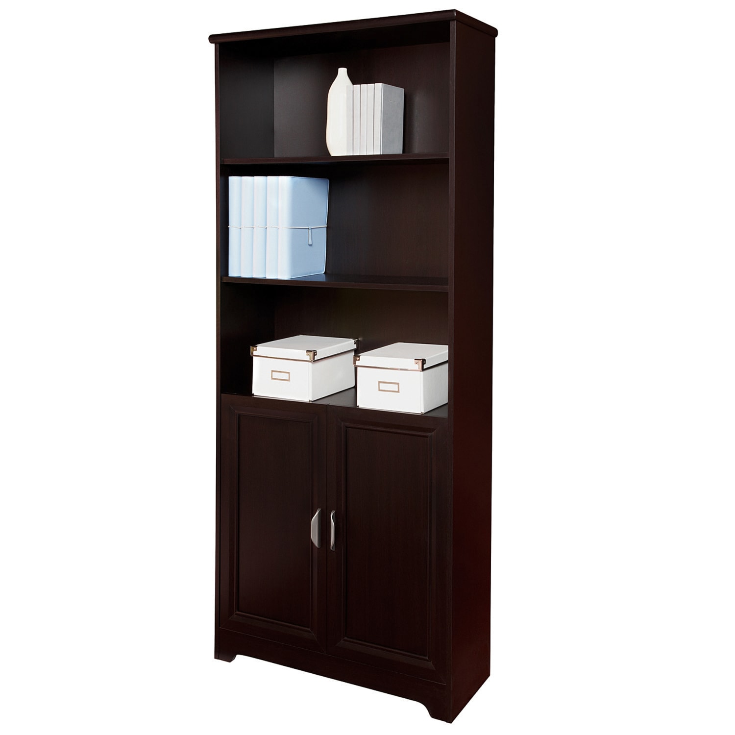 Realspace® Magellan 72H 5Shelf Contemporary Bookcase with Doors EspressoDark Finish PopularChairscom Realspace® Magellan 72H 5 Shelf Contemporary Bookcase with Doors EspressoDark Finish PopularChairscom