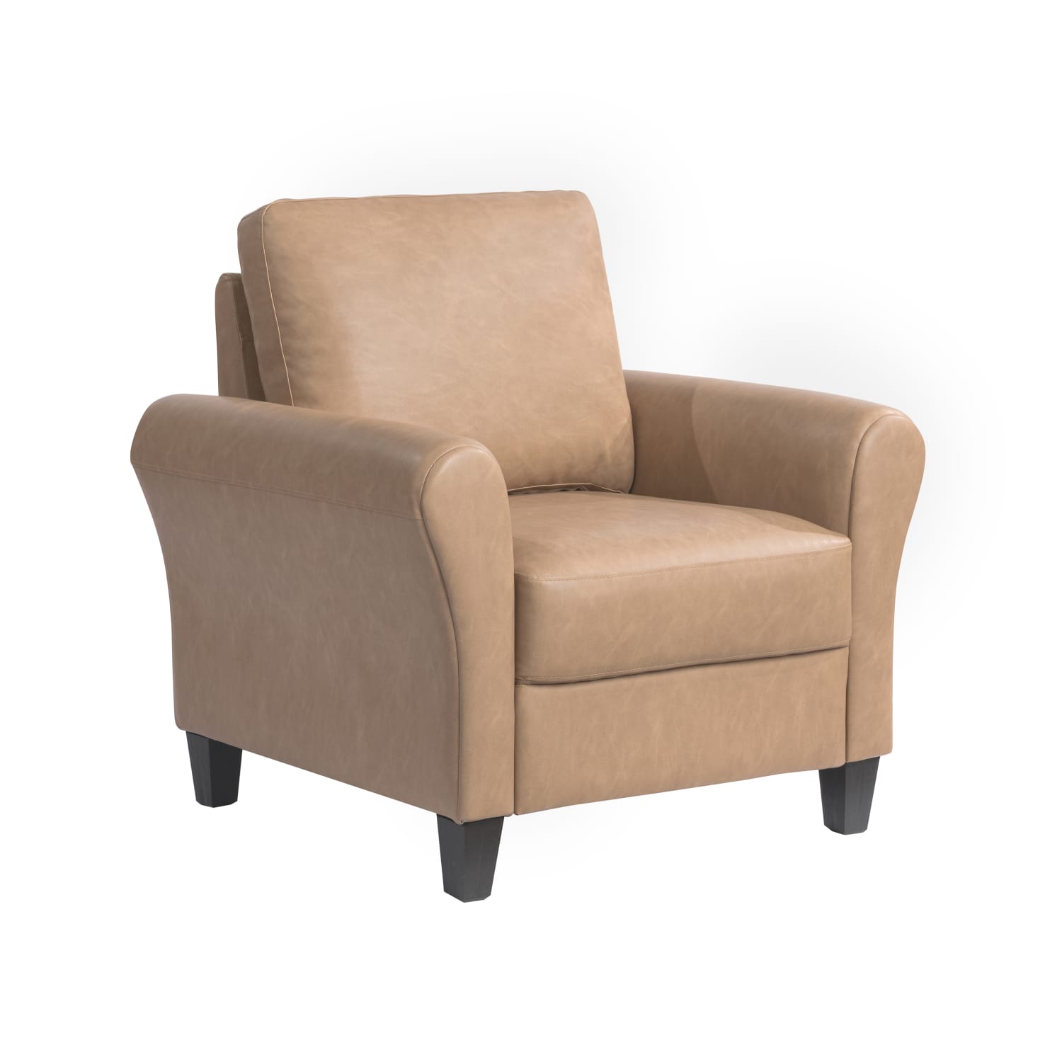 Lifestyle Solutions Winslow Faux Leather Chair With Rolled Arms, Light Brown/Black - Image 4