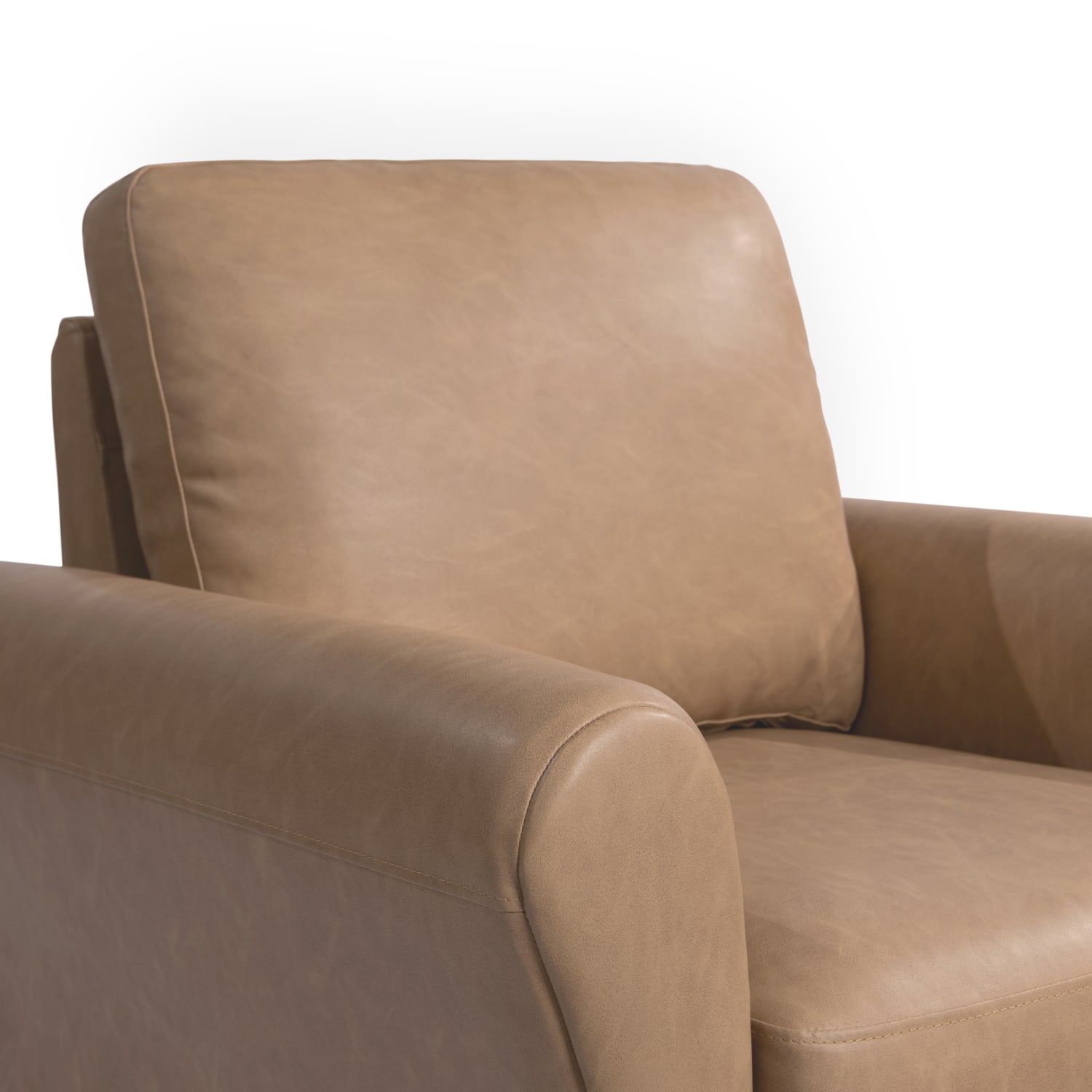 Lifestyle Solutions Winslow Faux Leather Chair With Rolled Arms, Light Brown/Black - Image 7