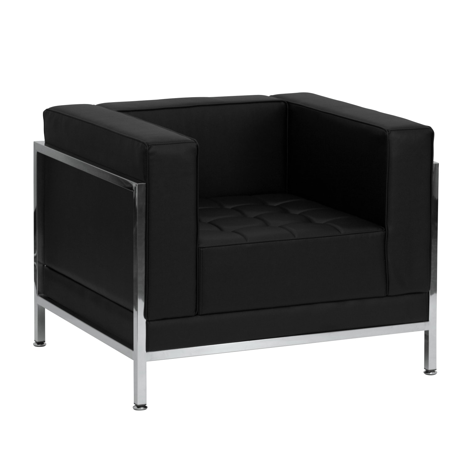 Flash Furniture HERCULES Imagination Series Contemporary LeatherSoft Modular Chair with Quilted Tufted Seat and Encasing Frame, Black