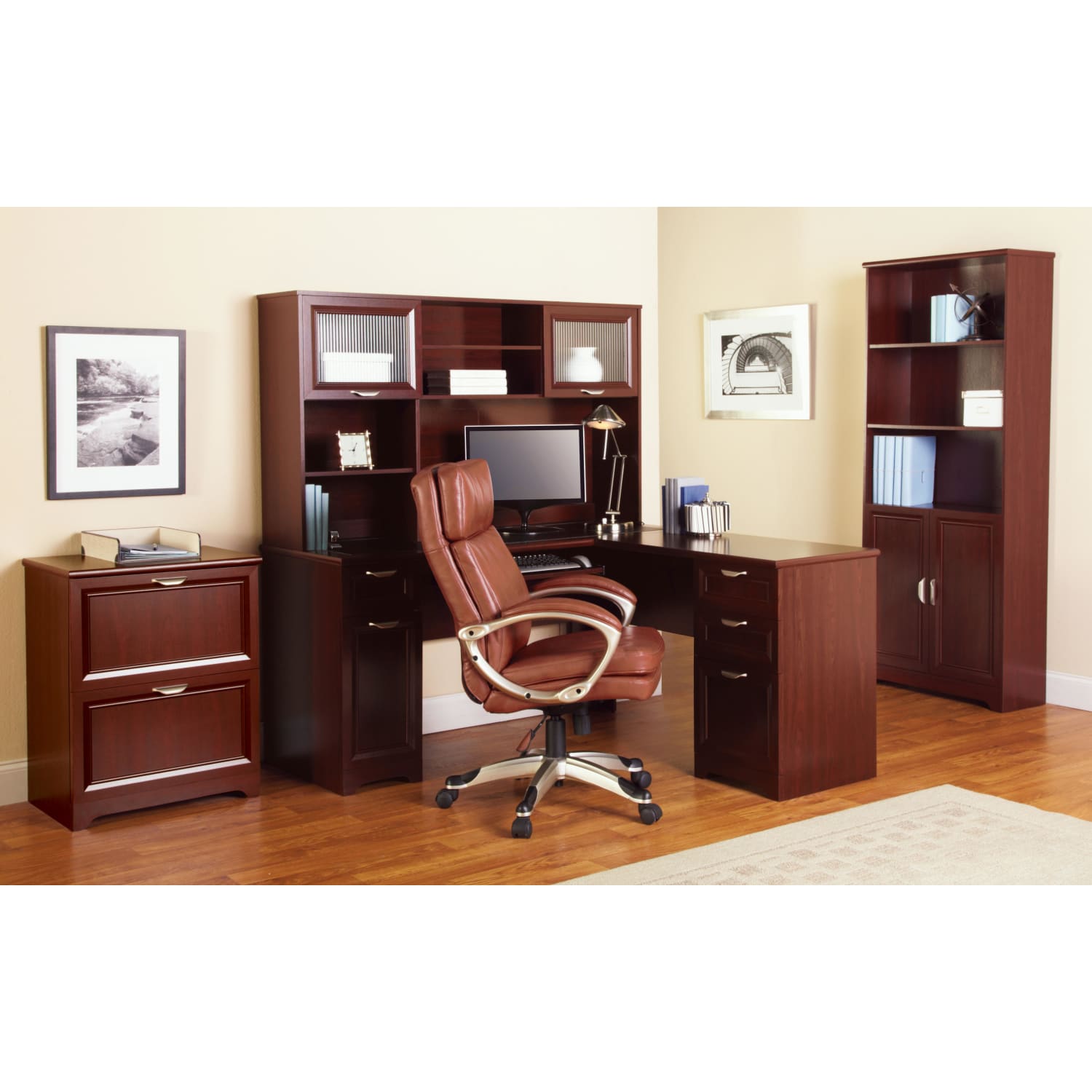 Realspace Magellan 72inH 5-Shelf Bookcase With Doors, Classic Cherry - Image 4