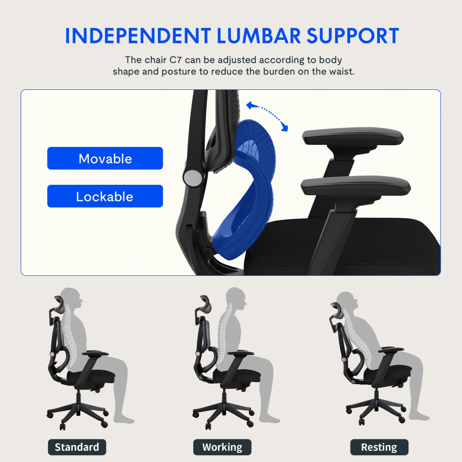 FlexiSpot C7 Ergonomic Mesh High Back Office Chair Black C7BFOAM PopularChairscom
